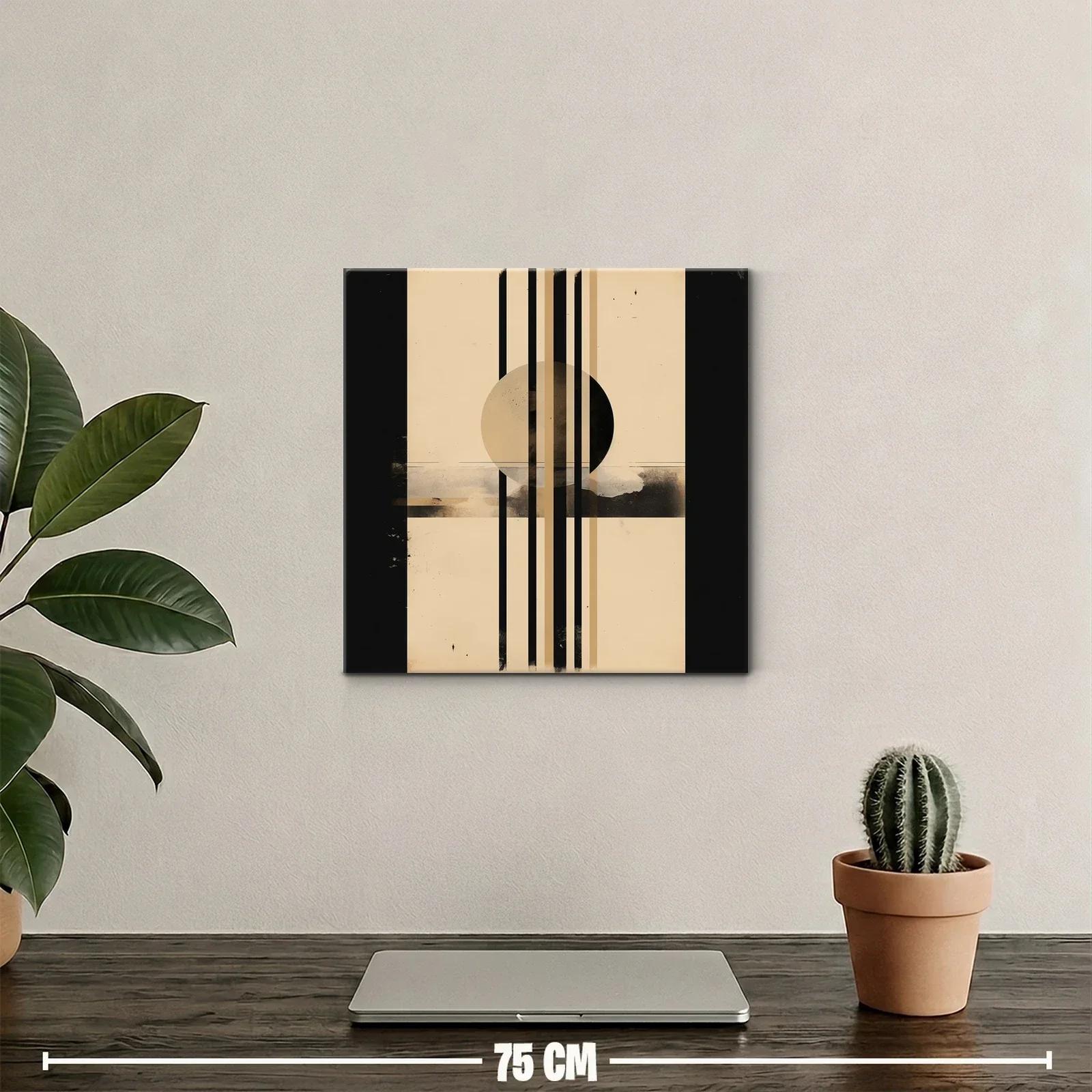 Composición geométrica contemporánea en tonos neutros y negro — miniatura 2