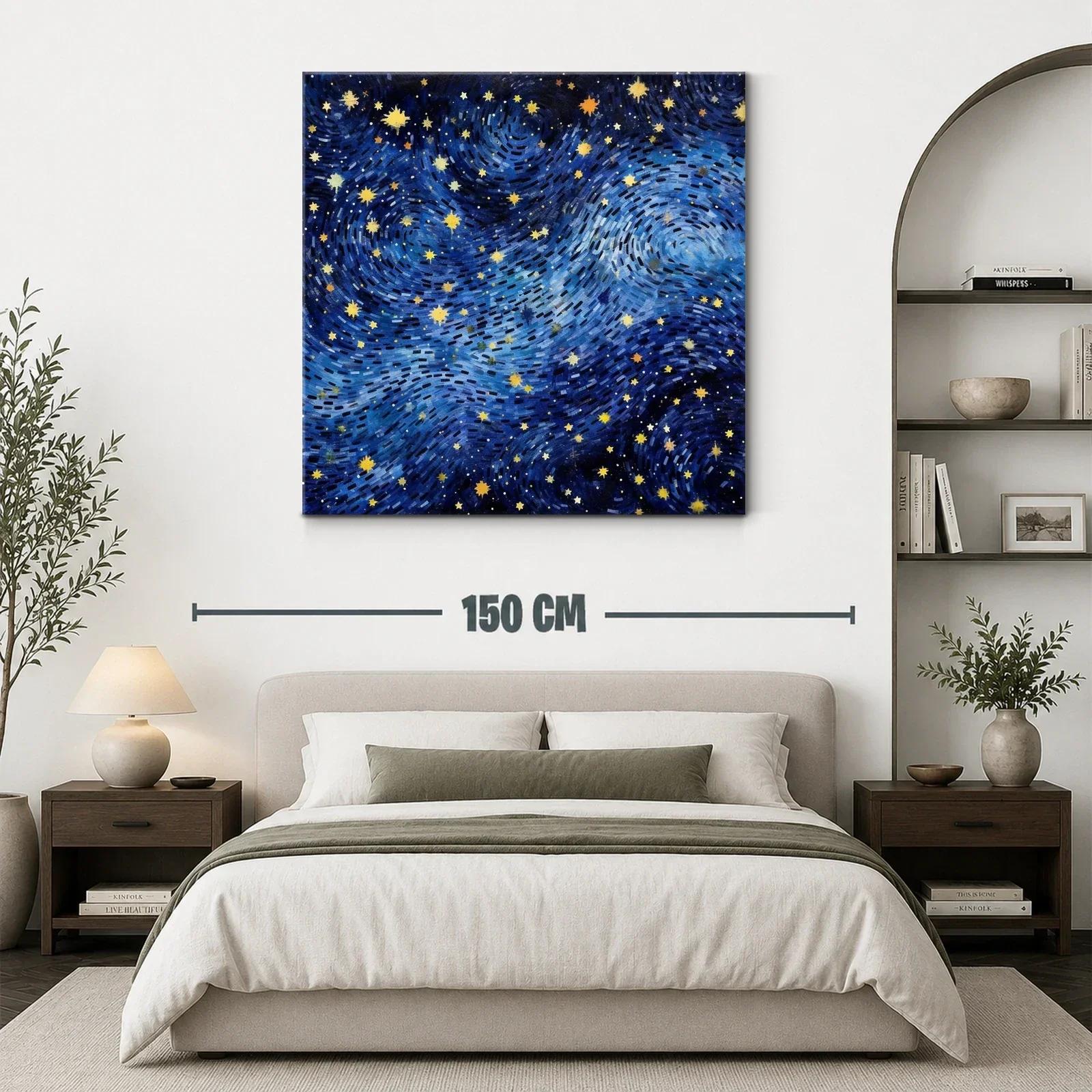 Cuadro con cielo estrellado vibrante y dinámico — miniatura 3
