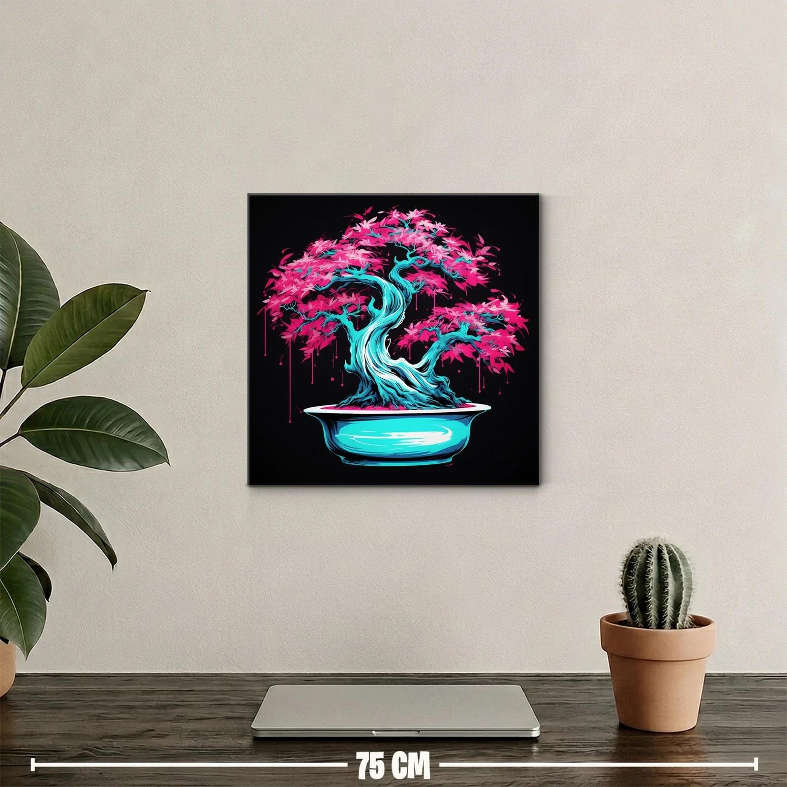 Árbol bonsái vibrante con tonos azul y rosa eléctrico — miniatura 2