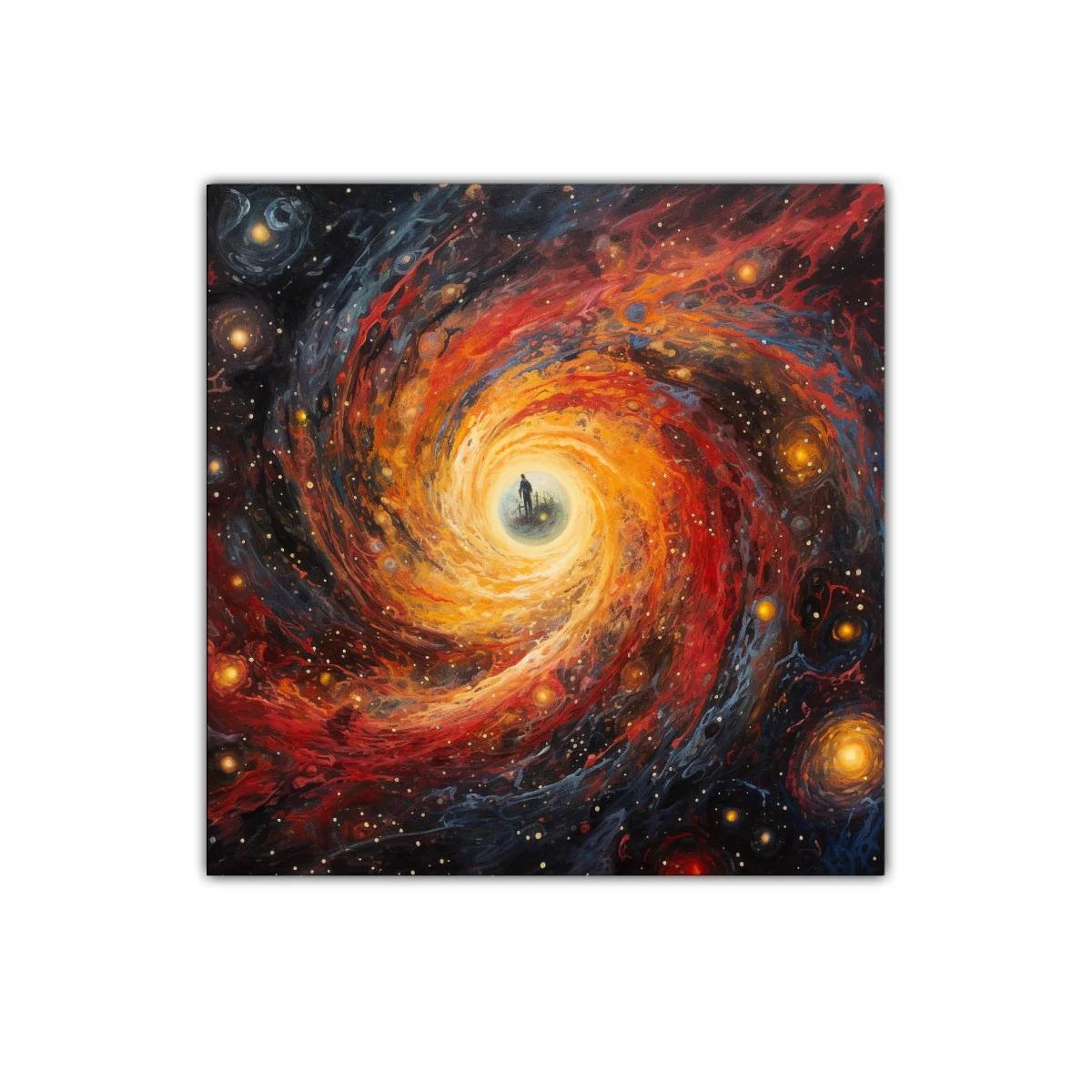 Espiral cósmica con silueta en el centro brillante