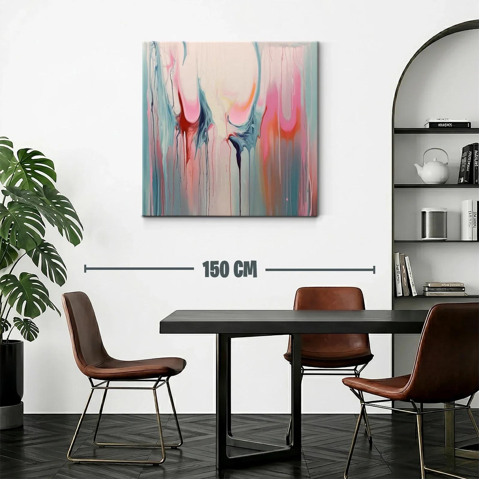 Cuadro abstracto con formas fluidas en tonos pastel y vibrantes — miniatura 2