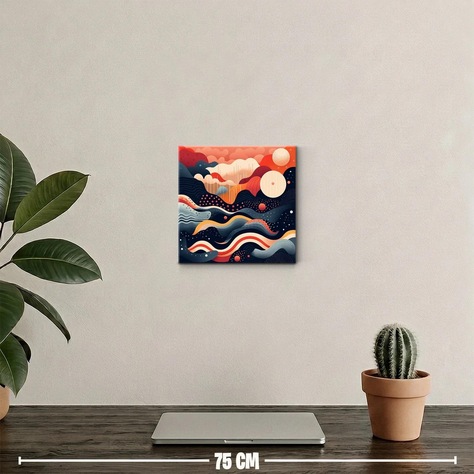 Maravilloso cuadro abstracto con ondas y esferas vibrantes — miniatura 2