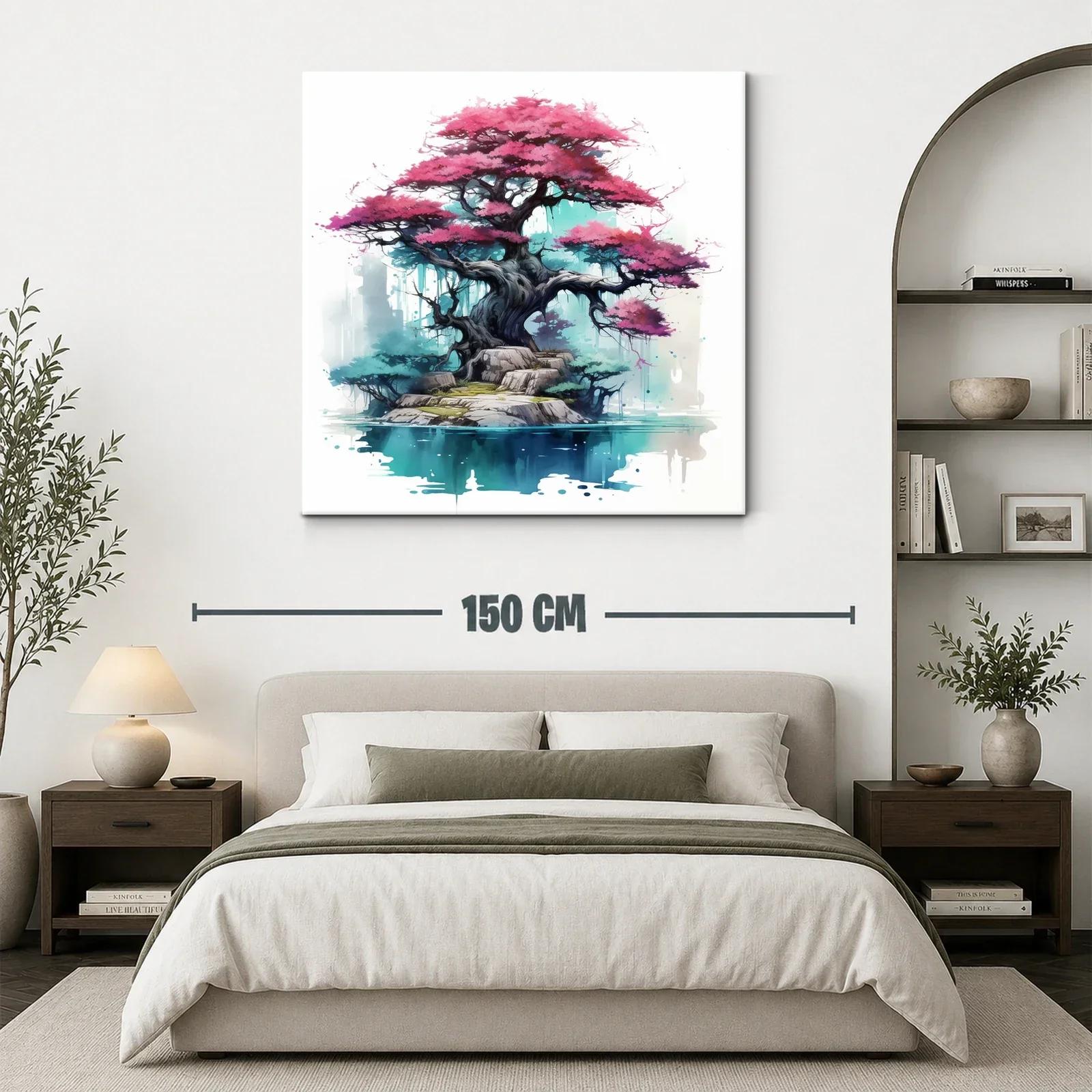 Árbol de sakura sobre isla en oasis sereno y místico — miniatura 3