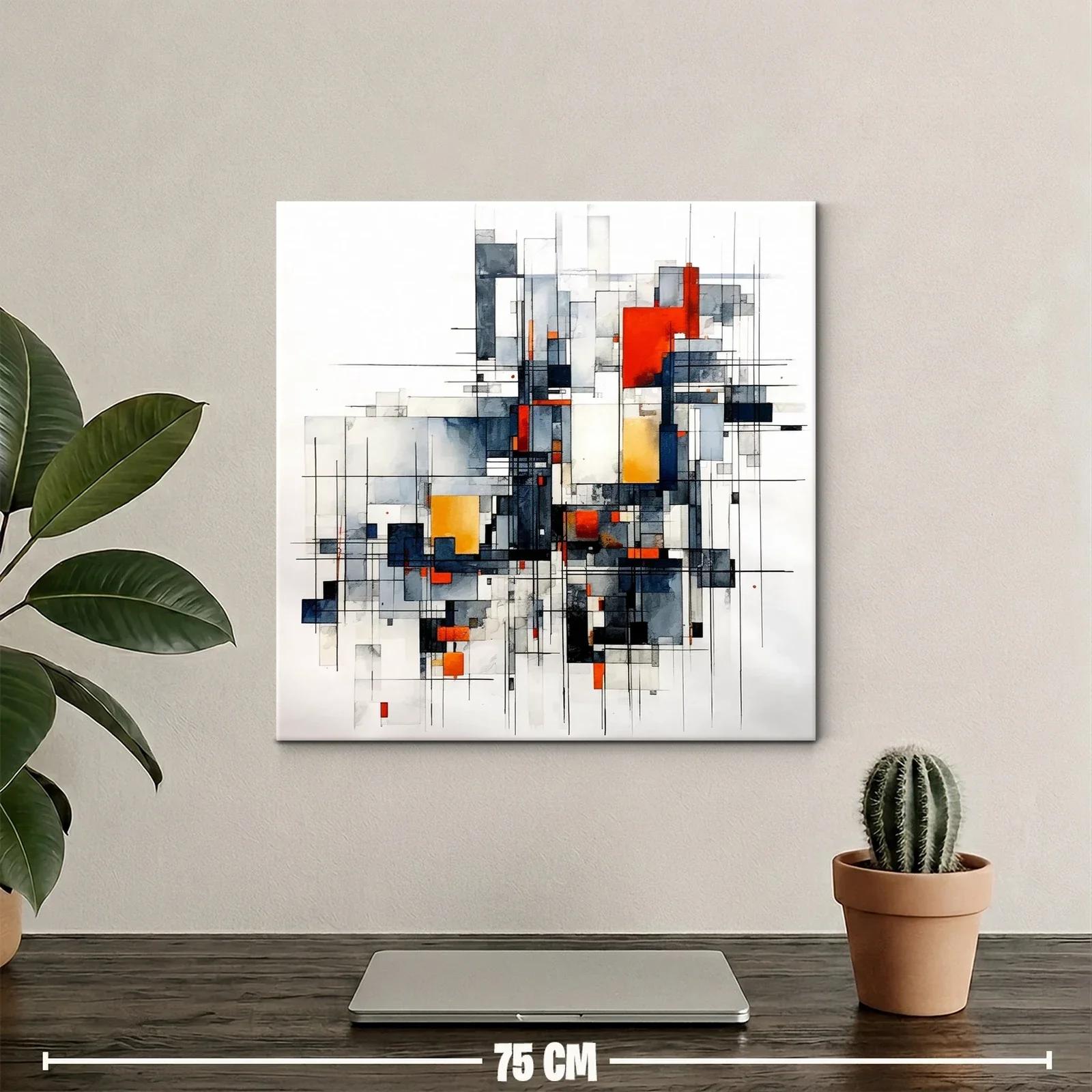 Composición geométrica en tonos grises y naranjas vibrantes — miniatura 2