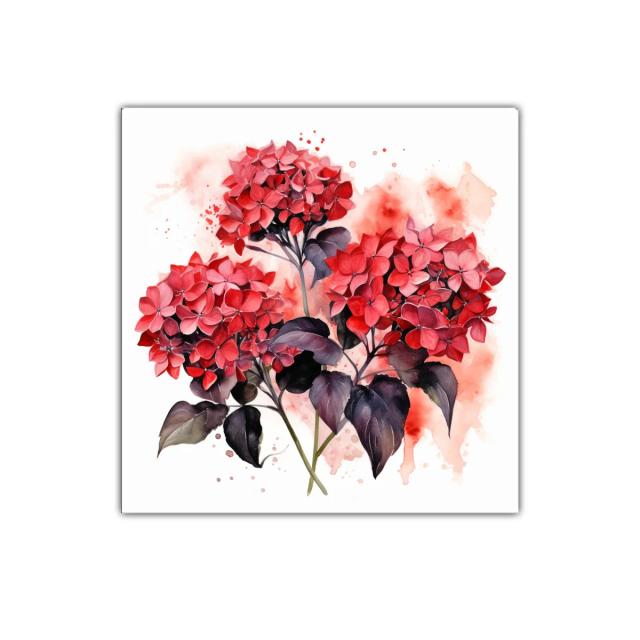 Cuadro decorativo con vibrantes flores rojas y hojas oscuras