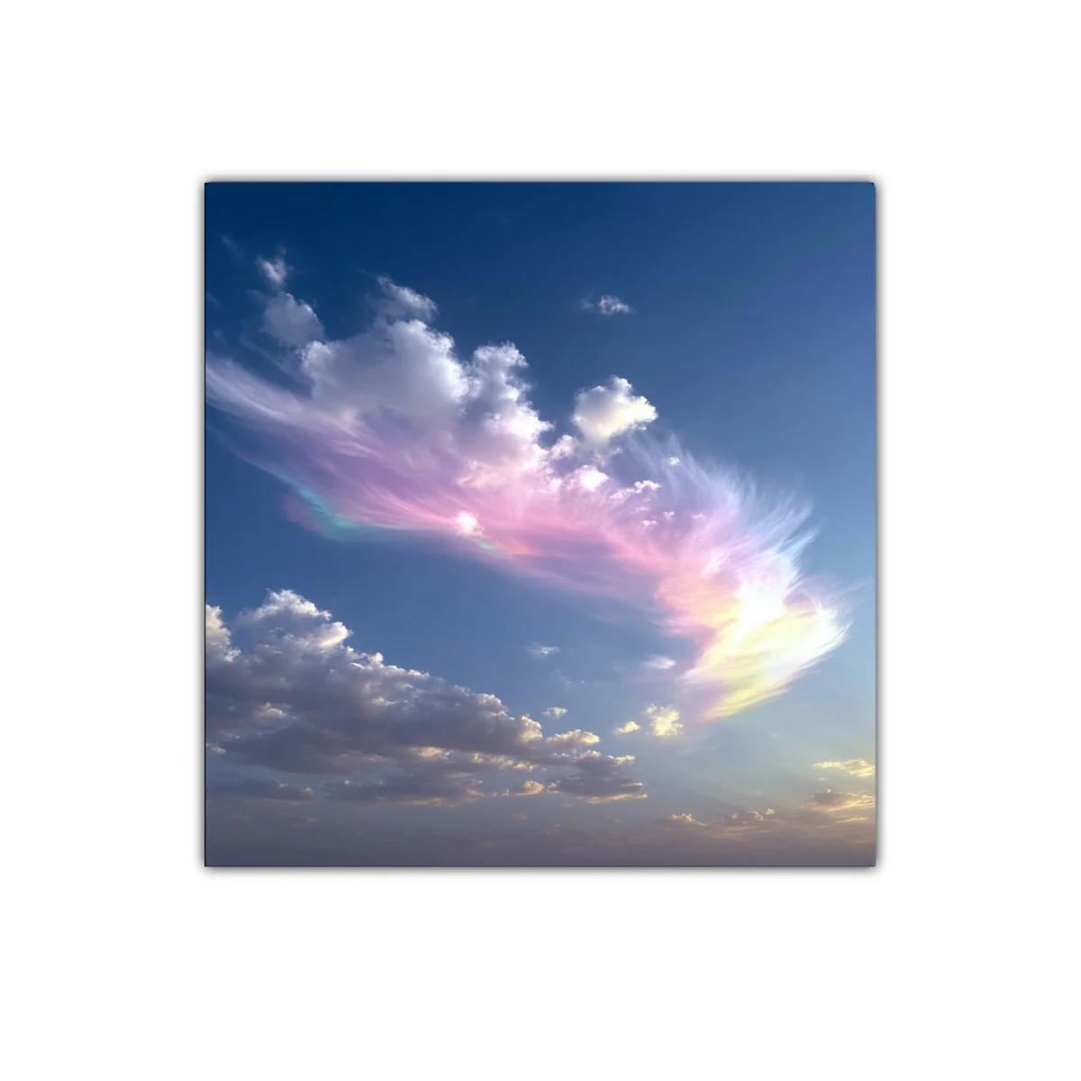 Cielo etéreo con nubes en tonos pastel y azul profundo