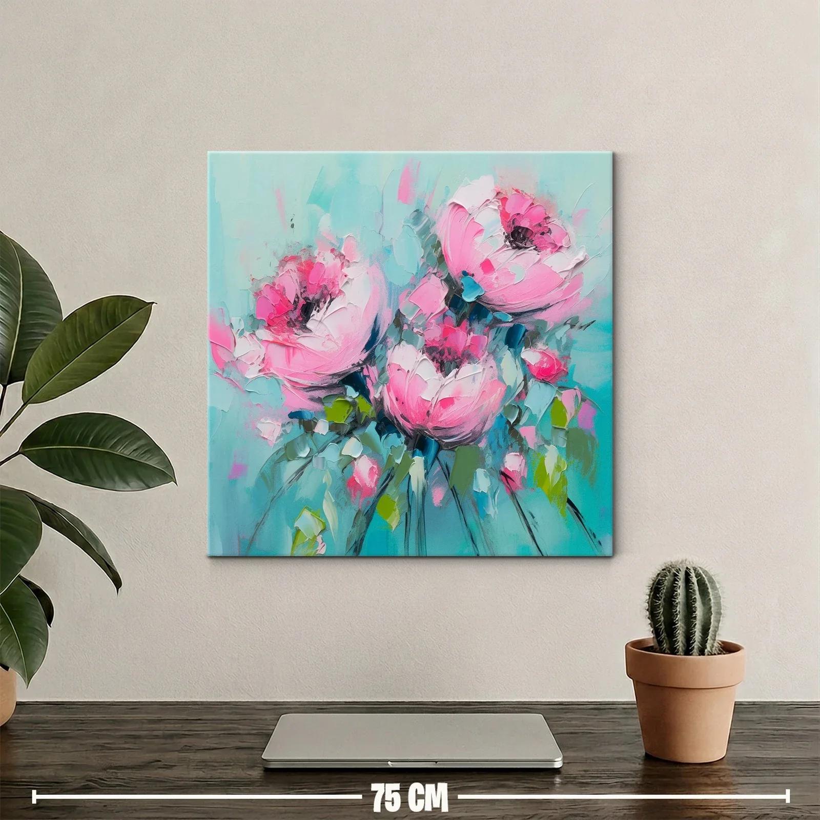 Flores rosas vibrantes sobre fondo turquesa suave — miniatura 2