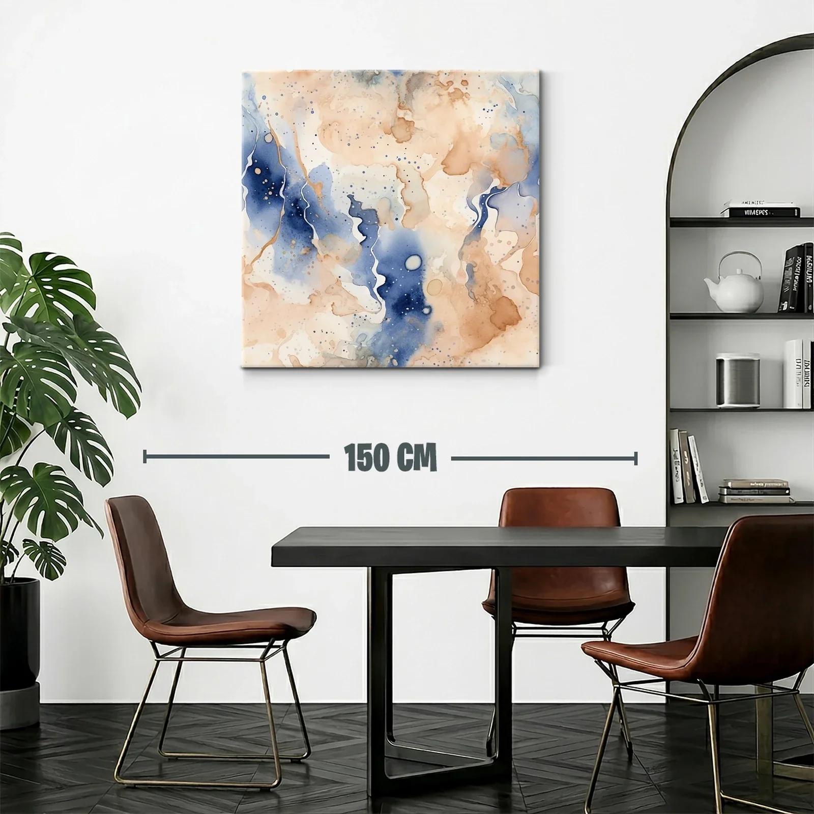 Cuadro abstracto en tonos azules y beige para ambientes modernos — miniatura 2