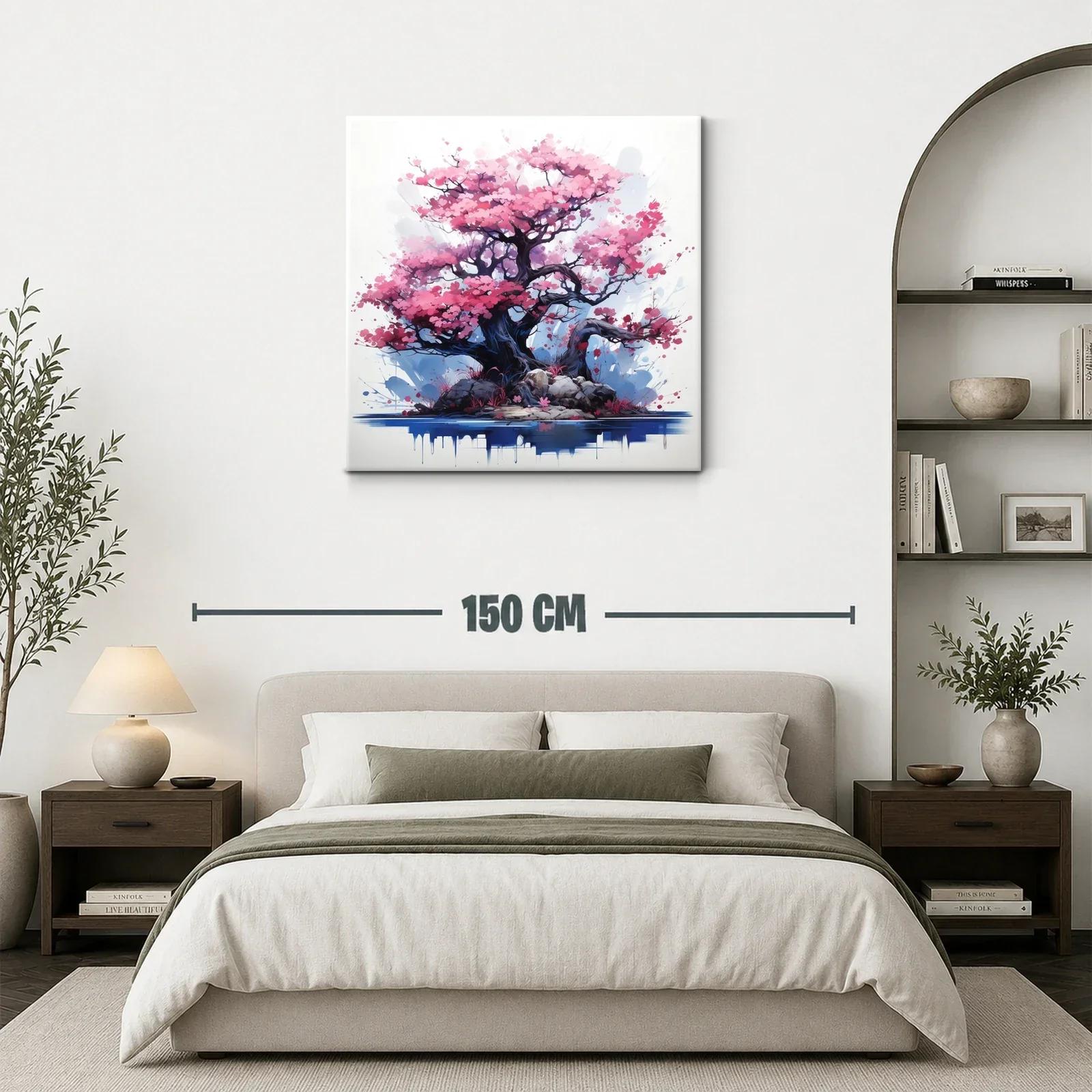 Árbol con flores rosas en paisaje delicado y armonioso — miniatura 3