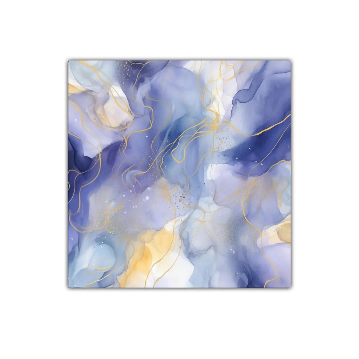 Cuadro abstracto tonos azules y dorados para decorar — imagen principal