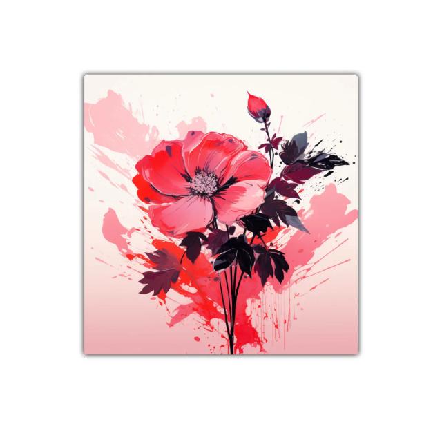 Flores artísticas rojas y rosas vibrantes para decorar