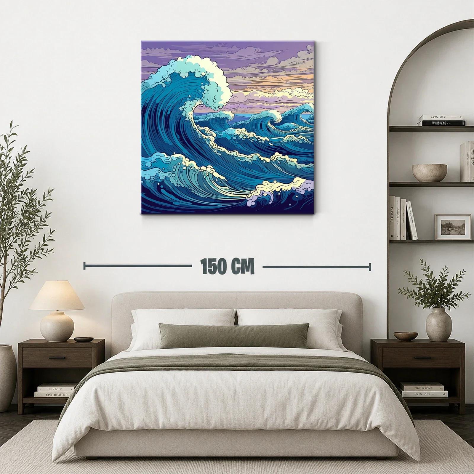 Olas dinámicas bajo un cielo crepuscular en tonos vibrantes — miniatura 3