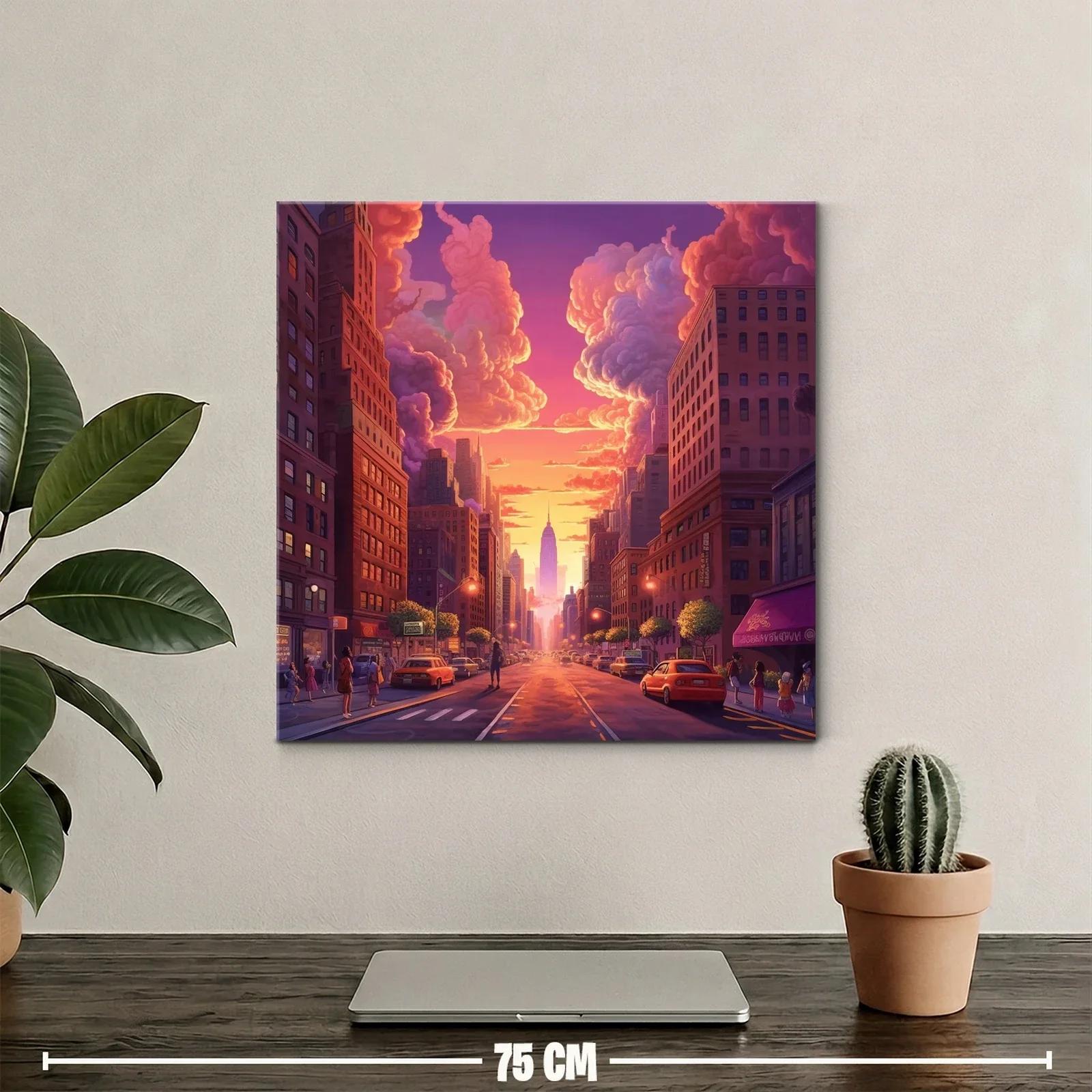 Atardecer en ciudad con cielo de nubes vibrantes — miniatura 2