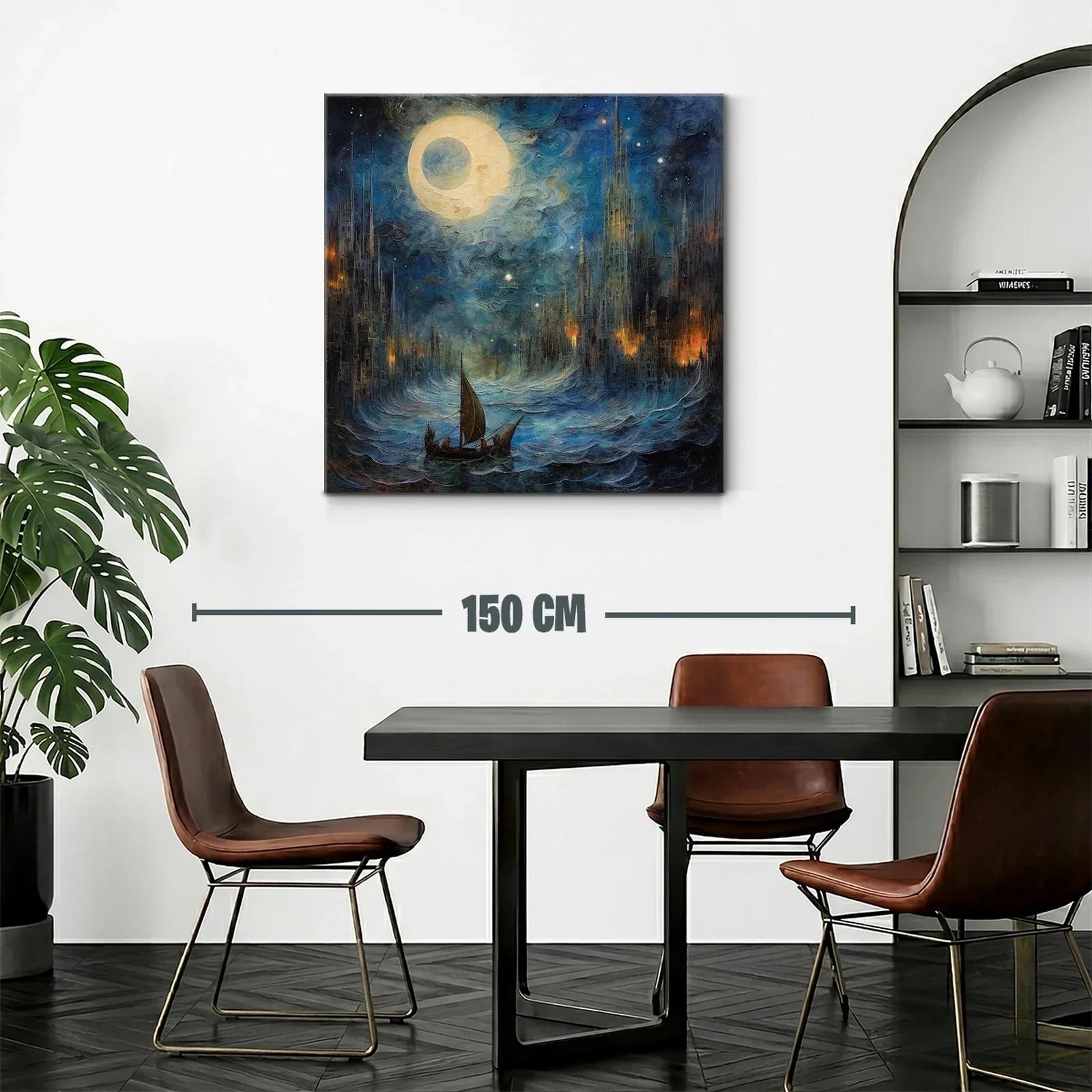 Navegando bajo la luna en ciudad de fantasía nocturna — miniatura 2