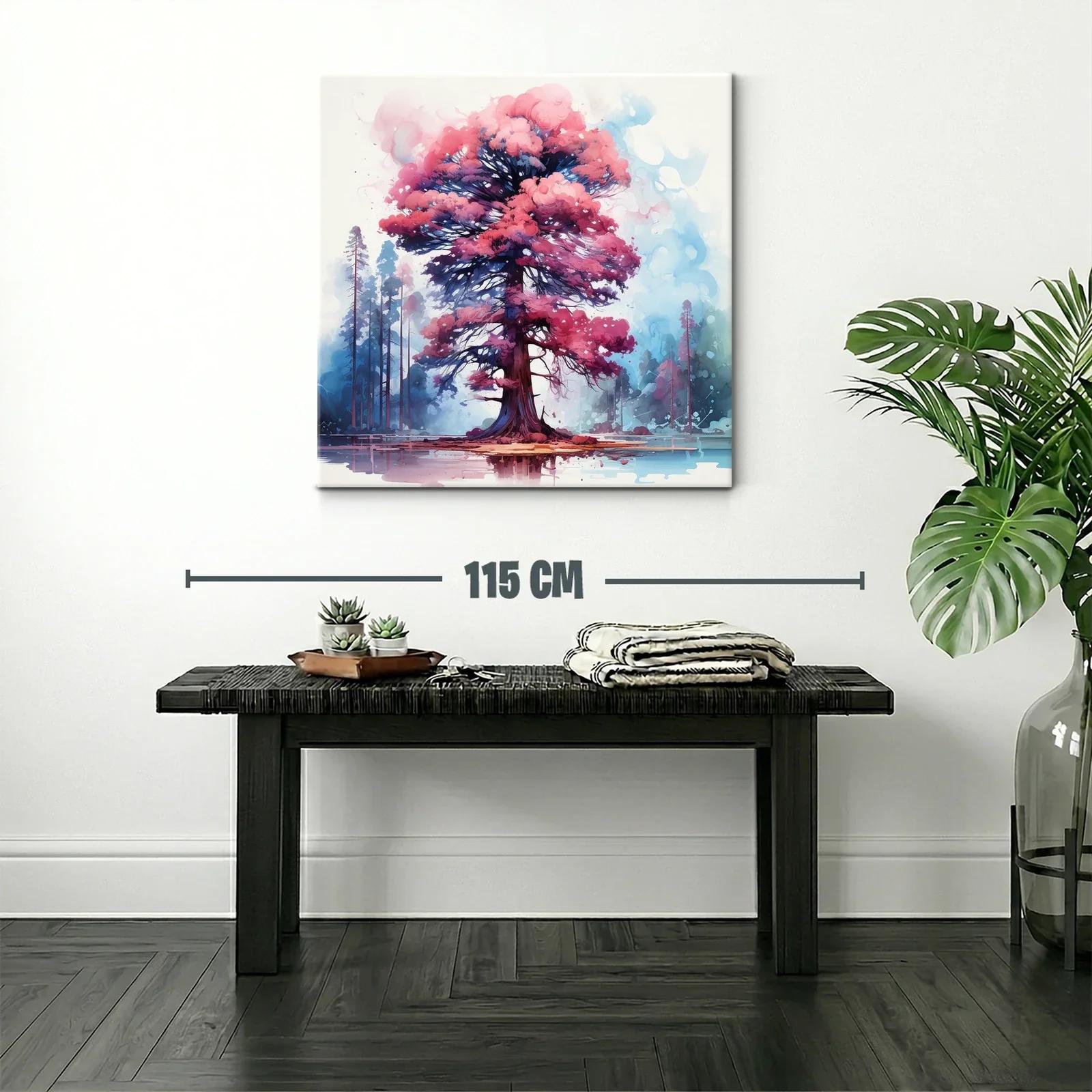 Árbol vibrante con follaje en tonos rosa y azul — miniatura 2
