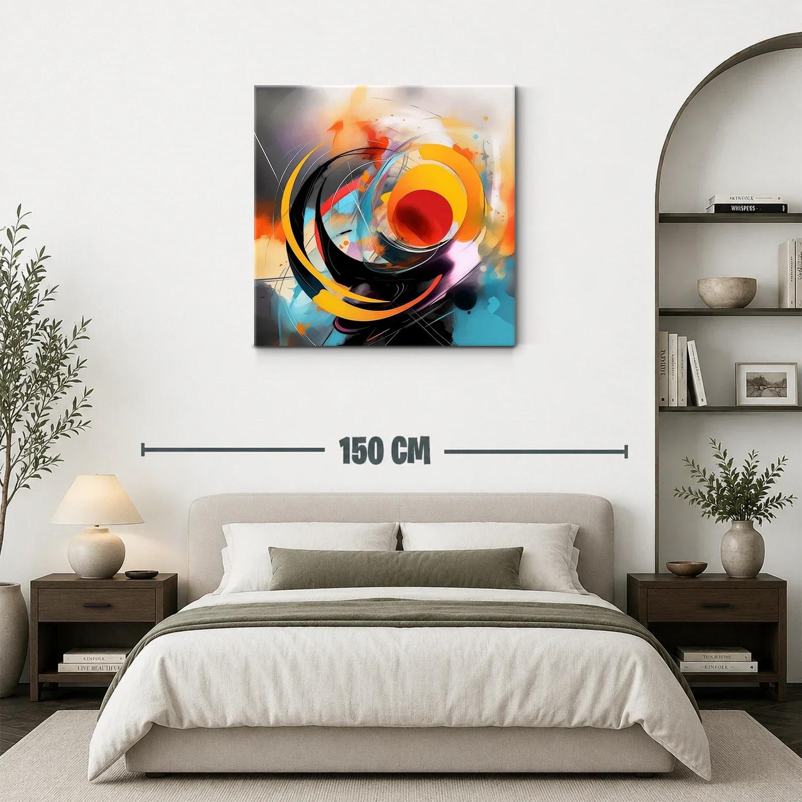 Cuadro abstracto en vibrantes tonos cálidos y fríos — miniatura 3