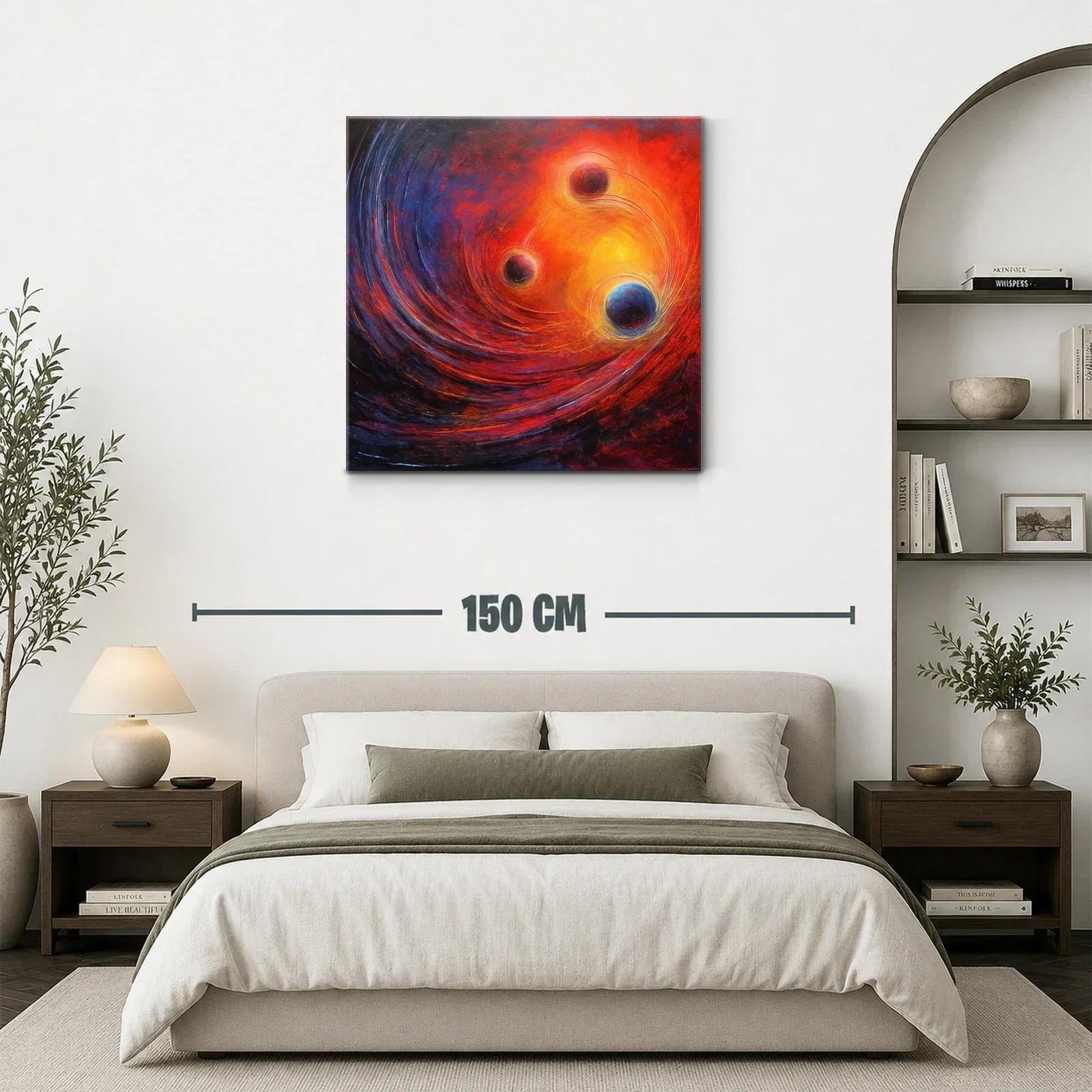 Cuadro abstracto con esferas y energía cósmica brillante — miniatura 3