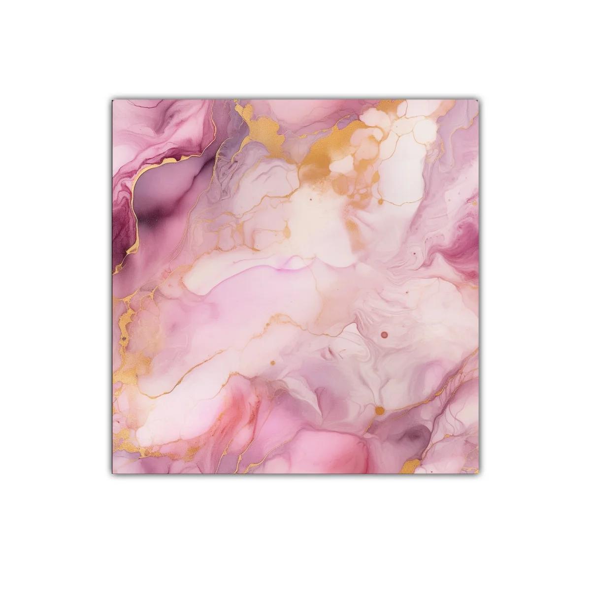 Cuadro decorativo abstracto en tonos rosas y dorados