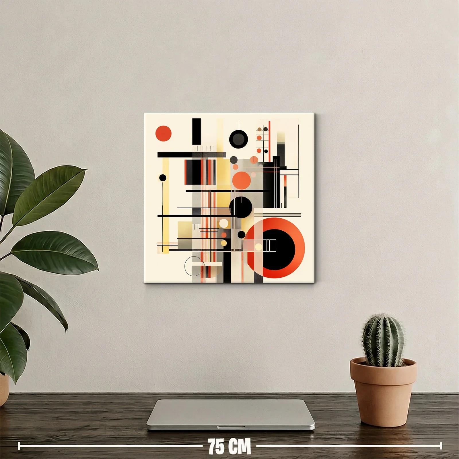 Cuadro abstracto con formas geométricas en tonos cálidos — miniatura 2