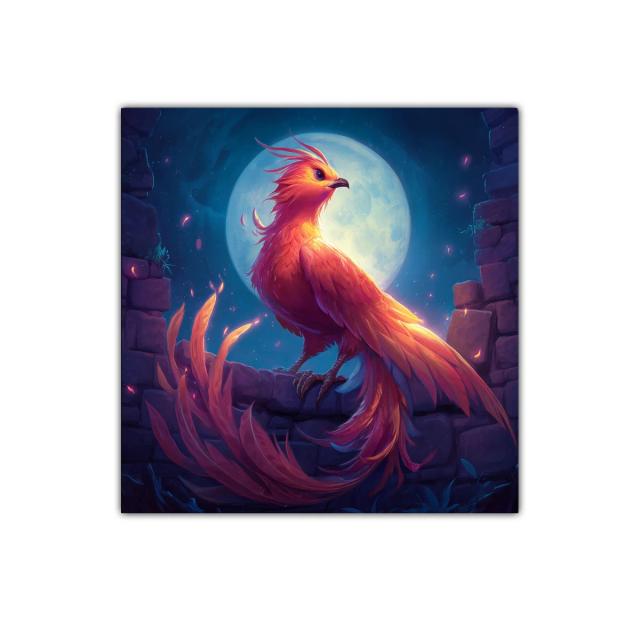 Fénix resplandeciente con luna llena brillante