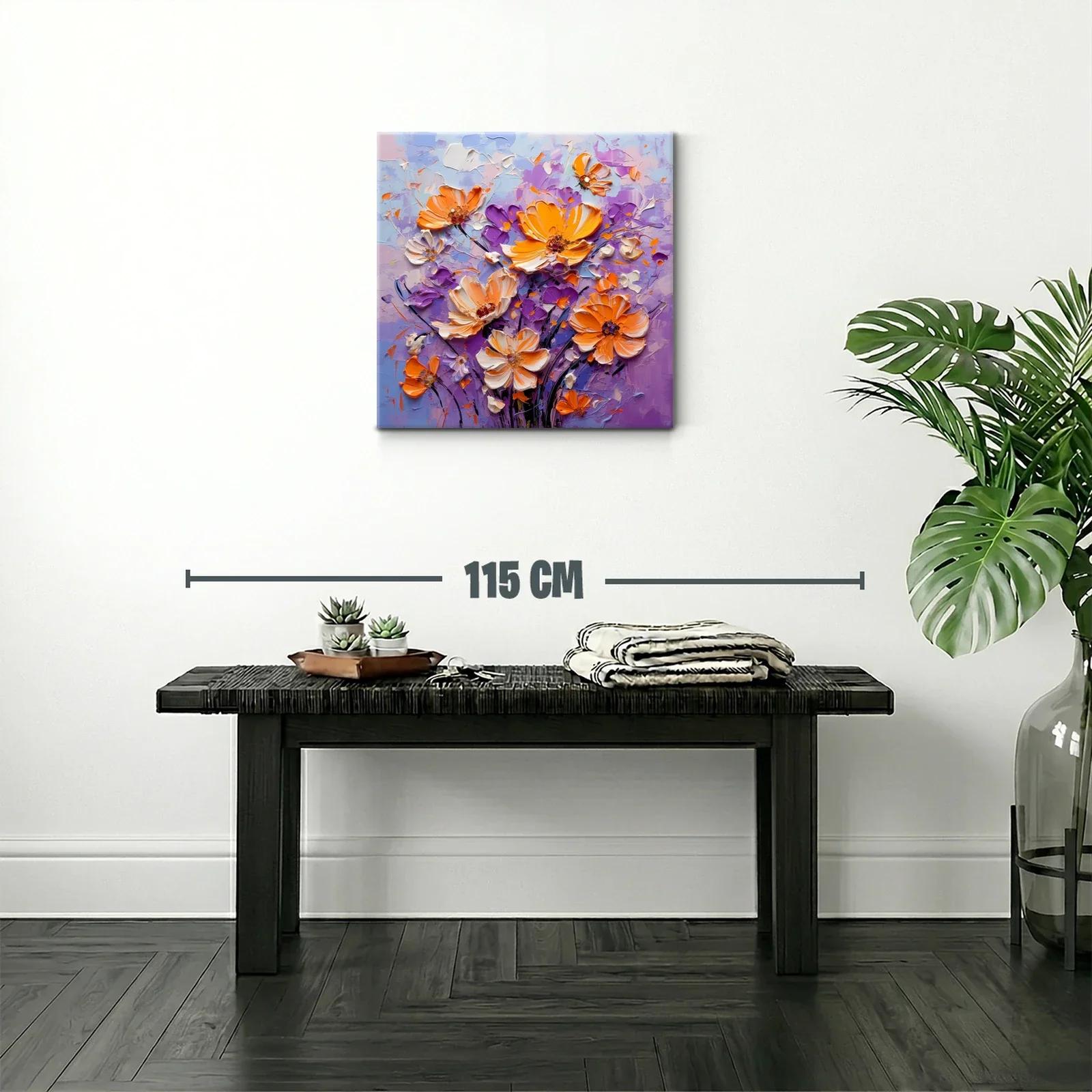 Ramo moderno con flores naranjas y violetas vibrantes — miniatura 2