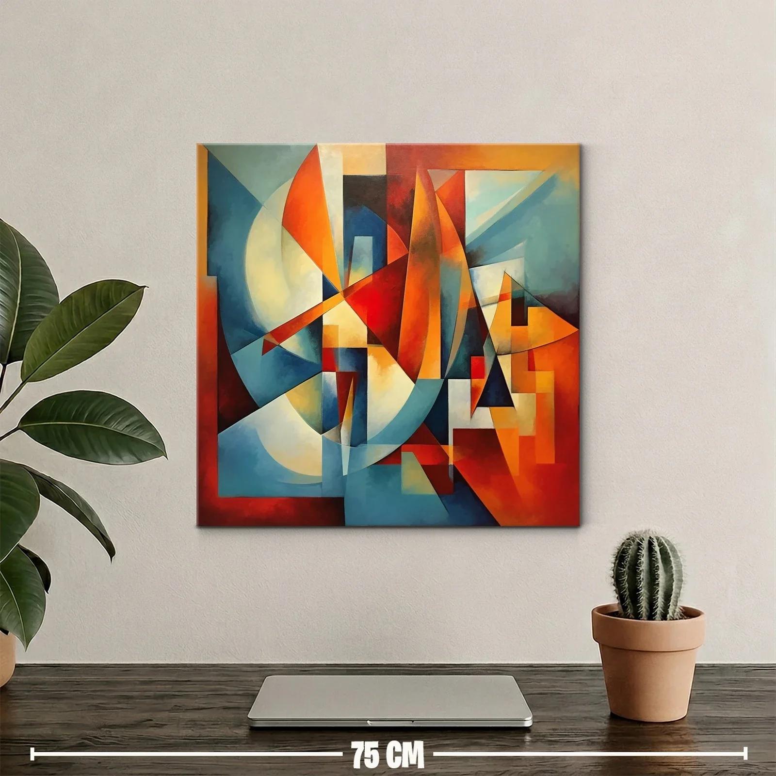 Cuadro abstracto con geometría cálida y vibrante — miniatura 2