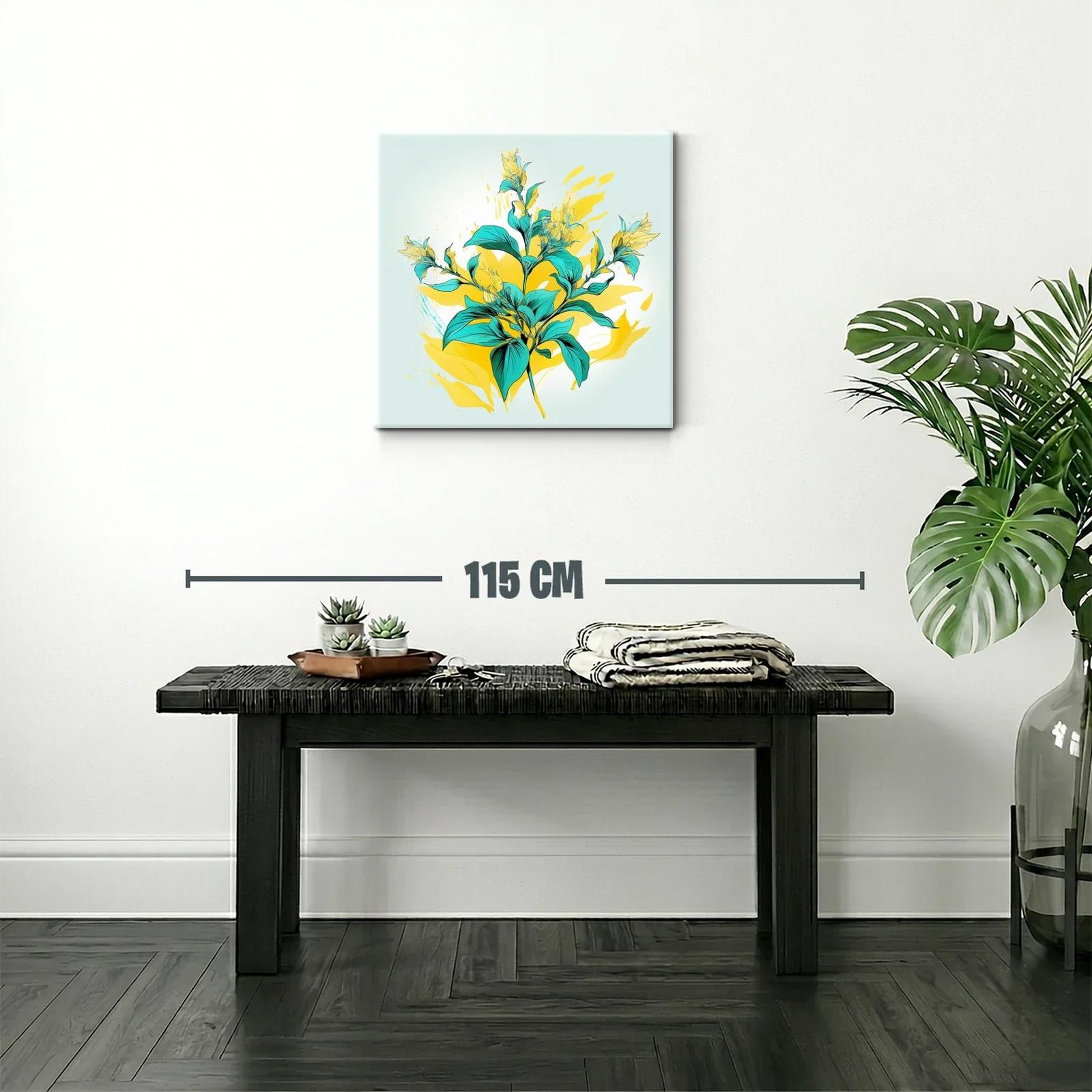 Flor Tropical vibrante en tonos turquesa y amarillo — miniatura 2