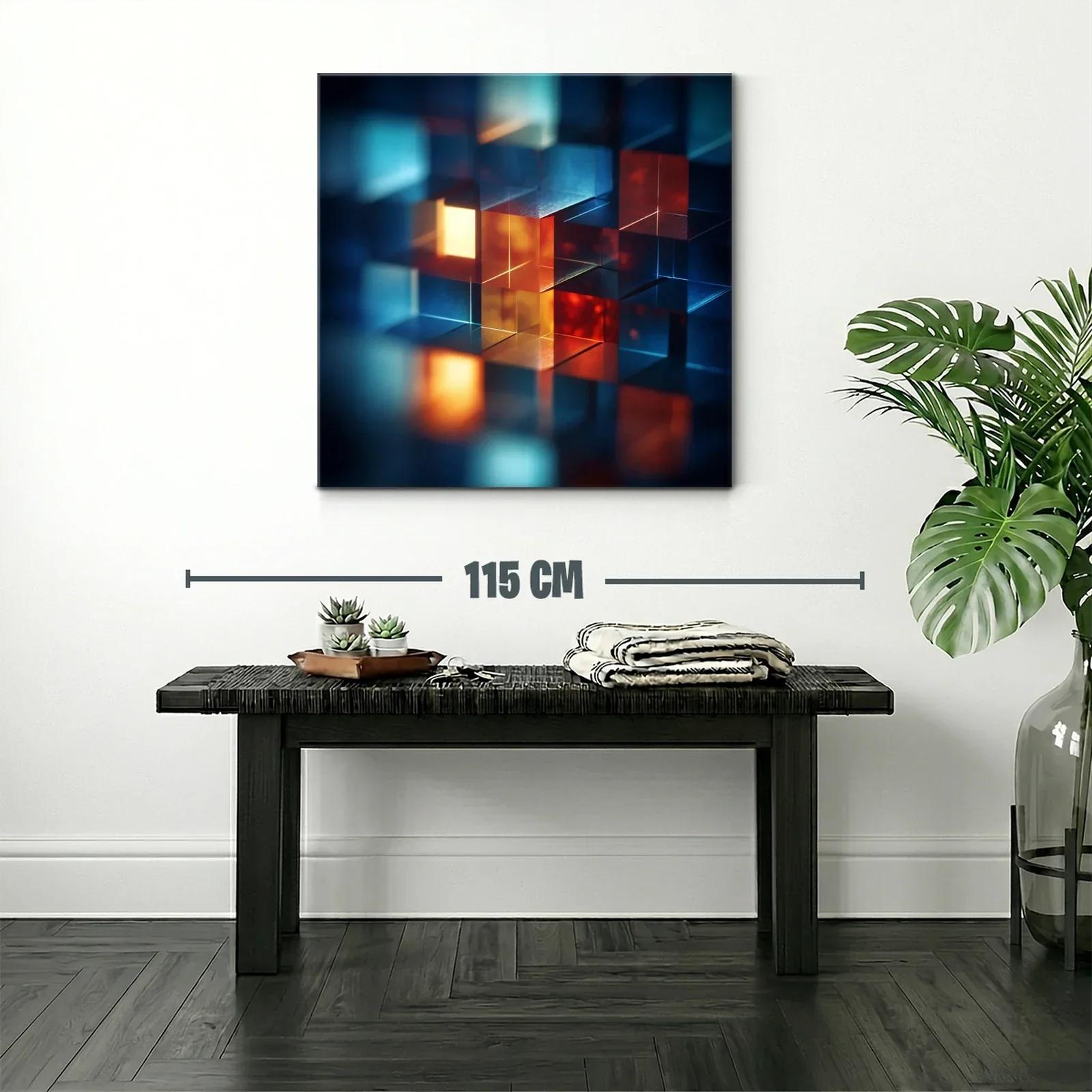 Composición abstracta de cubos iluminados en tonos cálidos y fríos — miniatura 2