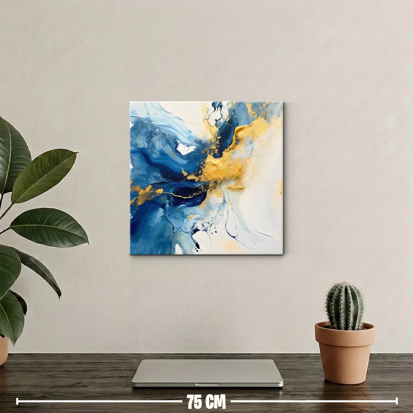 Arte abstracto con tonos azul y dorado vibrante — miniatura 2