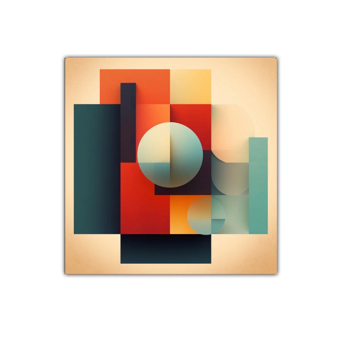 Composición geométrica con tonos cálidos y fríos equilibrados