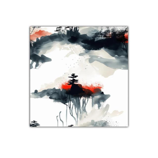 Paisaje abstracto con árboles y contrastes intensos