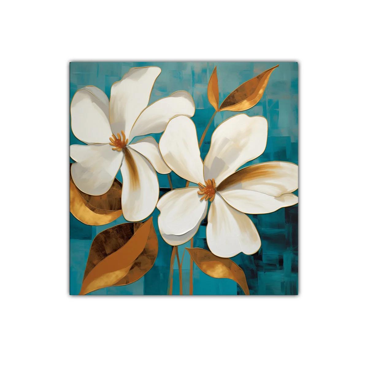 Elegancia floral en tonos dorados y azules vibrantes — imagen principal