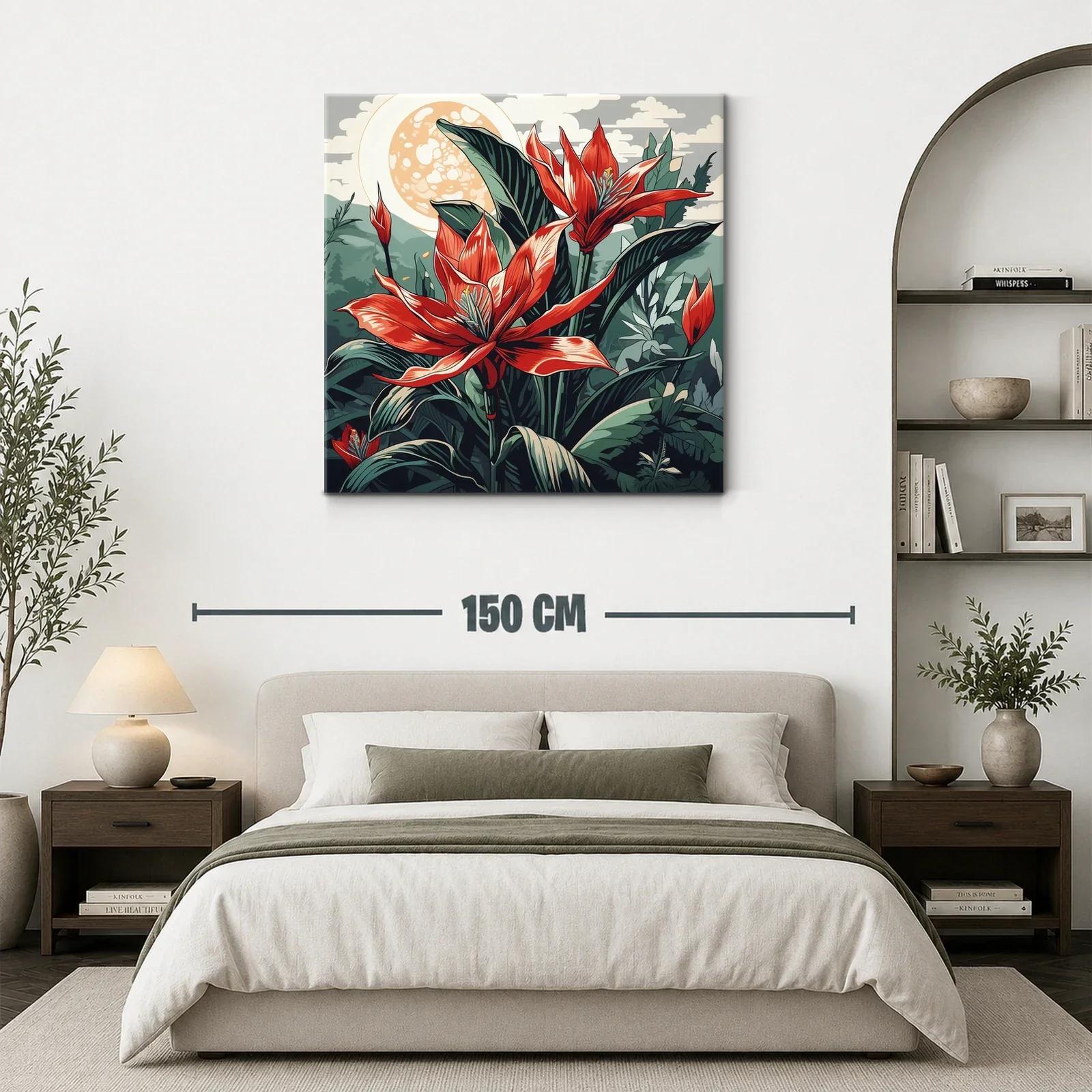 Exuberante cuadro floral con tonos rojos y verdes vivos — miniatura 3