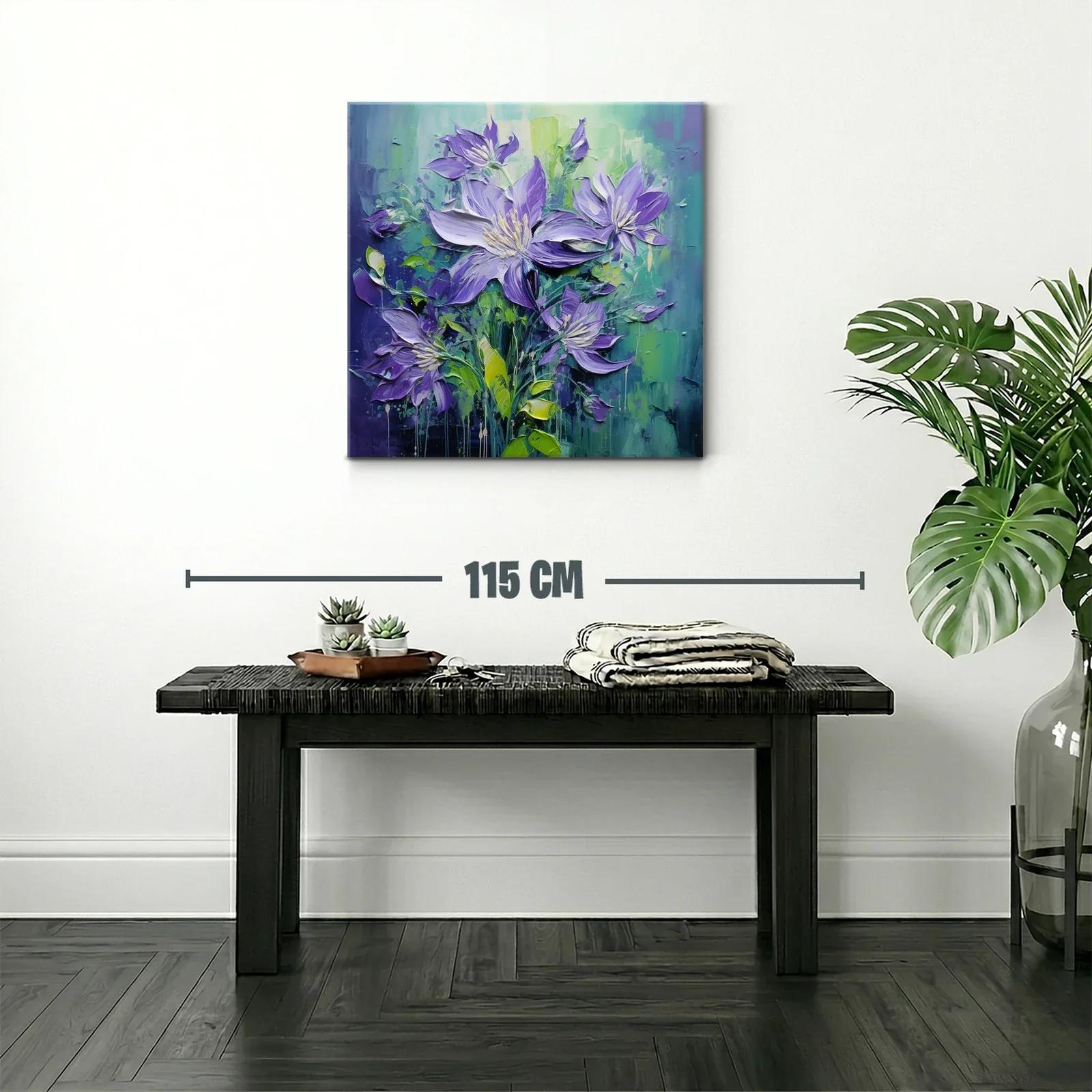 Flores púrpuras vibrantes con fondo verde y azul — miniatura 2