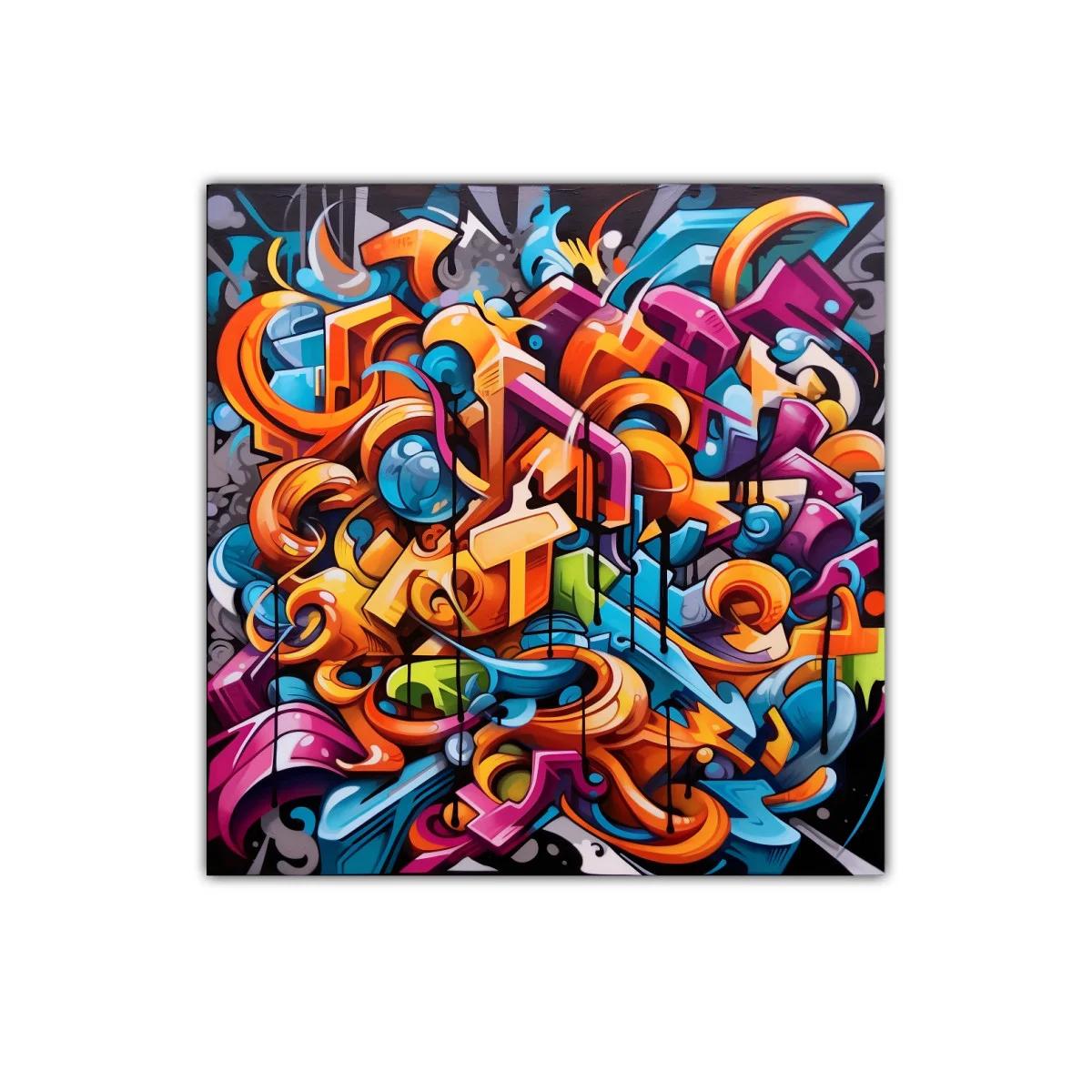 Cuadro abstracto con formas y colores vibrantes