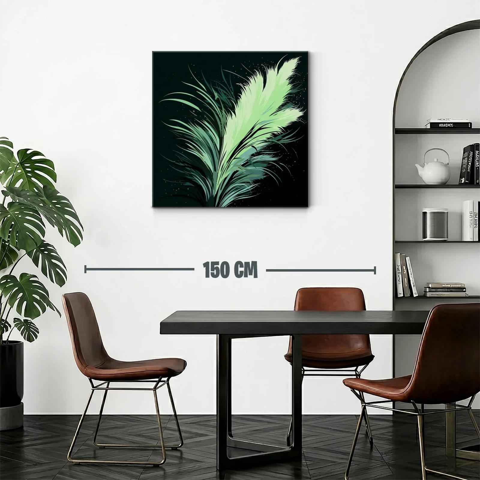 Pluma Verde en Movimiento sobre Fondo Oscuro — miniatura 2