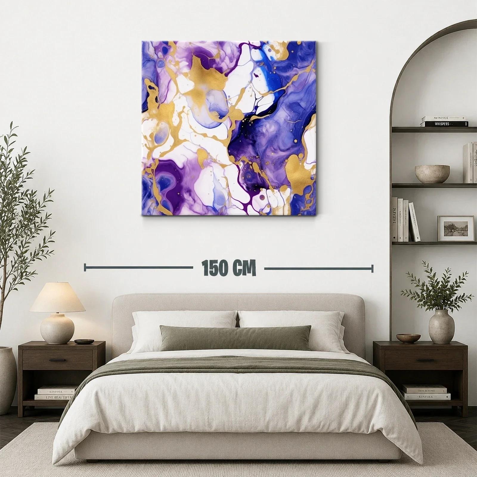 Composición abstracta en tonos violetas y dorados vibrantes — miniatura 3