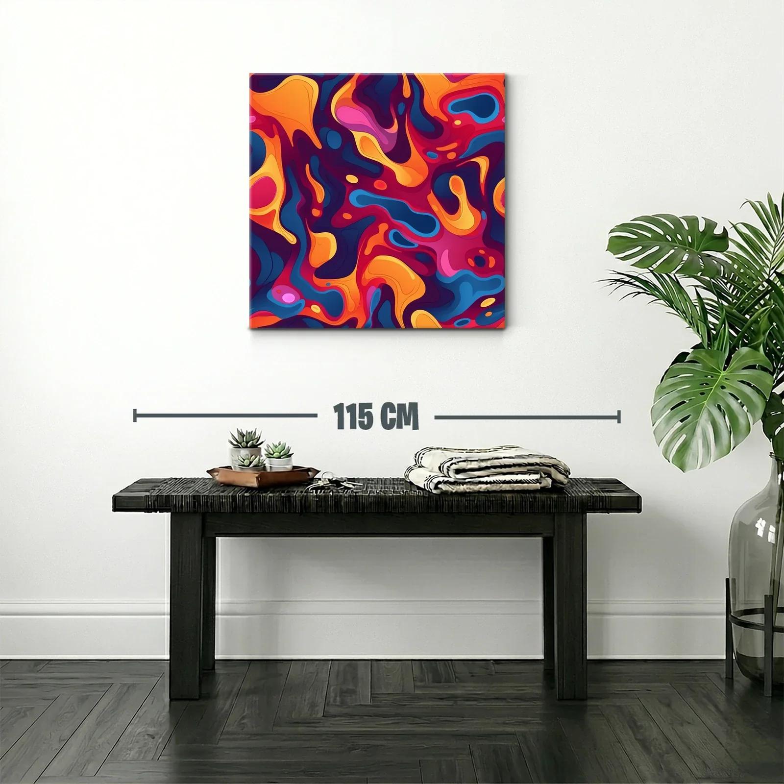 Cuadro abstracto con formas fluidas en tonos cálidos y fríos — miniatura 2