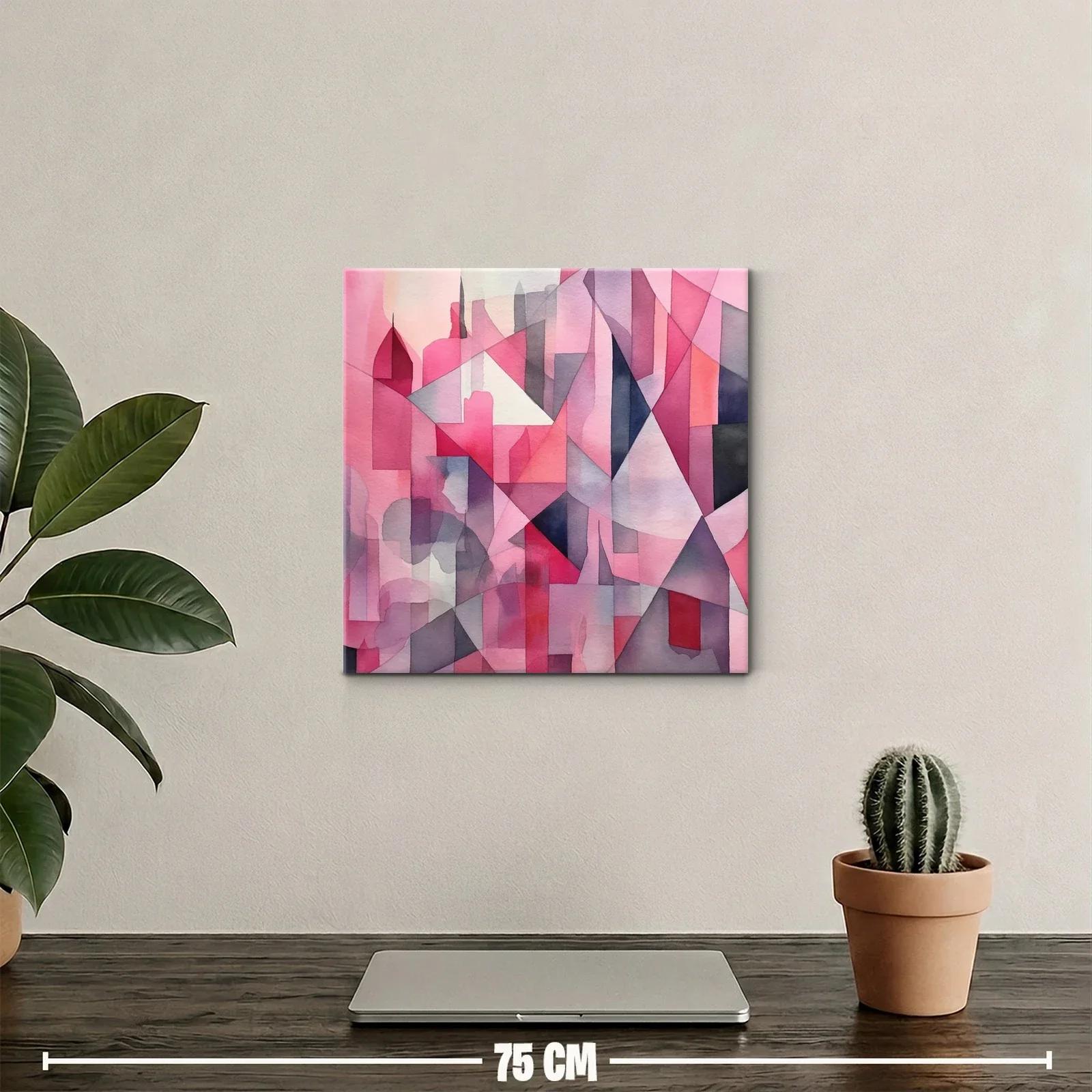 Arte abstracto geométrico en tonos rosas y grises — miniatura 2