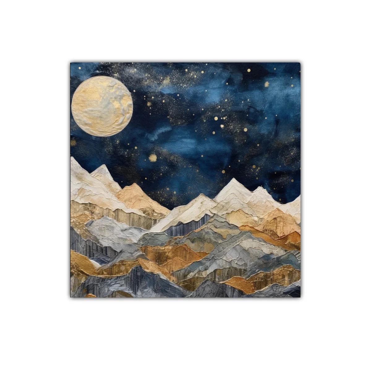 Montañas doradas bajo un cielo estrellado nocturno — imagen principal