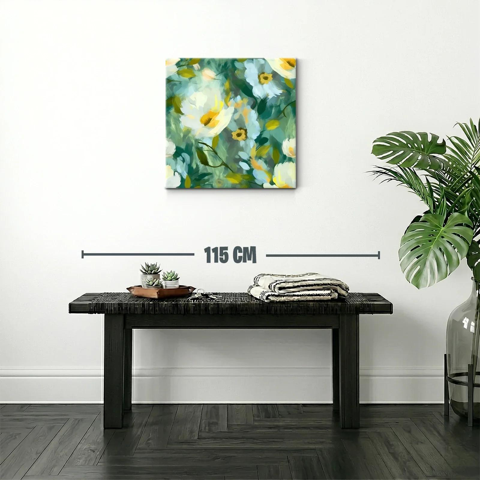Cuadro floral con tonos verdes y amarillos vibrantes — miniatura 2