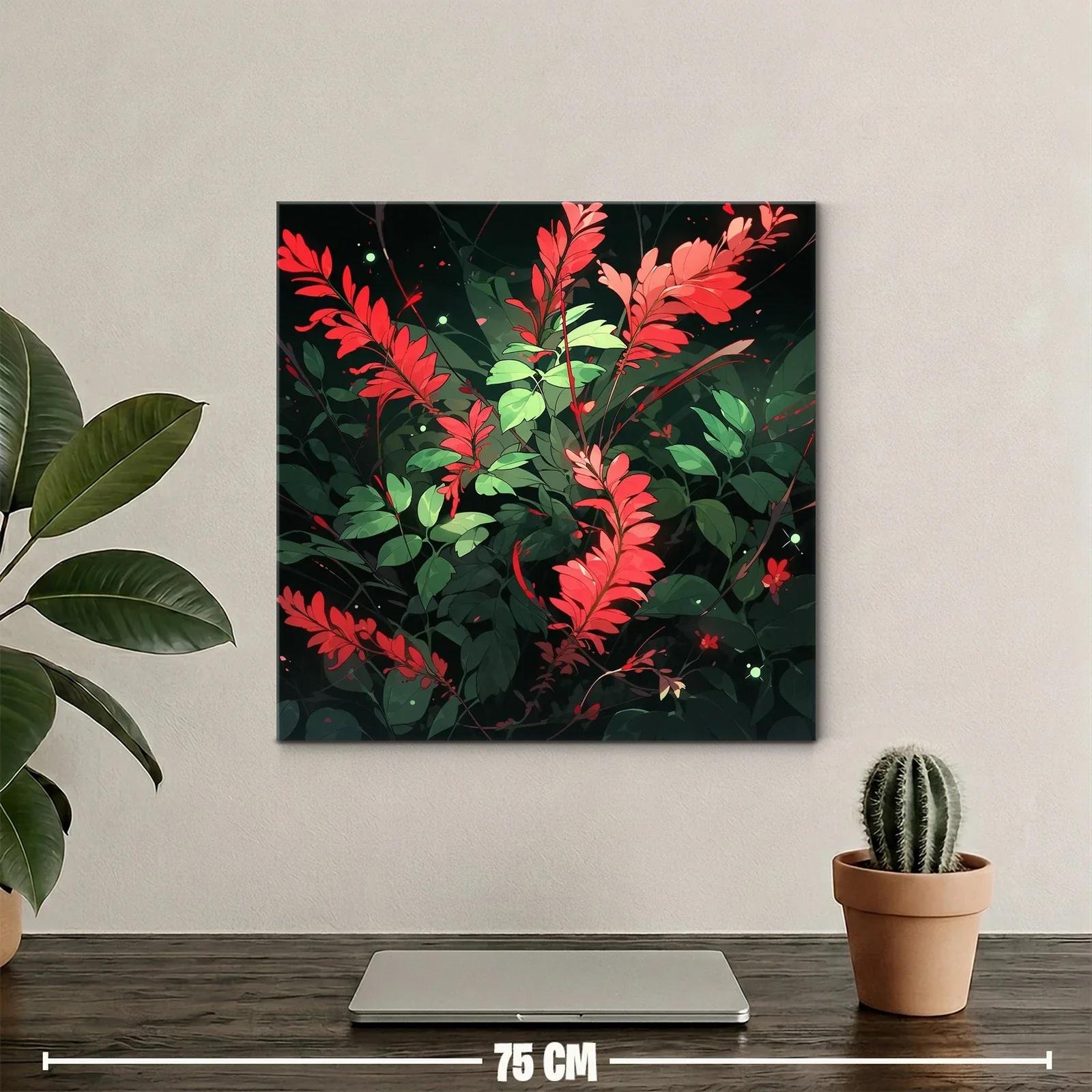 Exuberante composición floral con hojas rojas y verdes vibrantes — miniatura 2