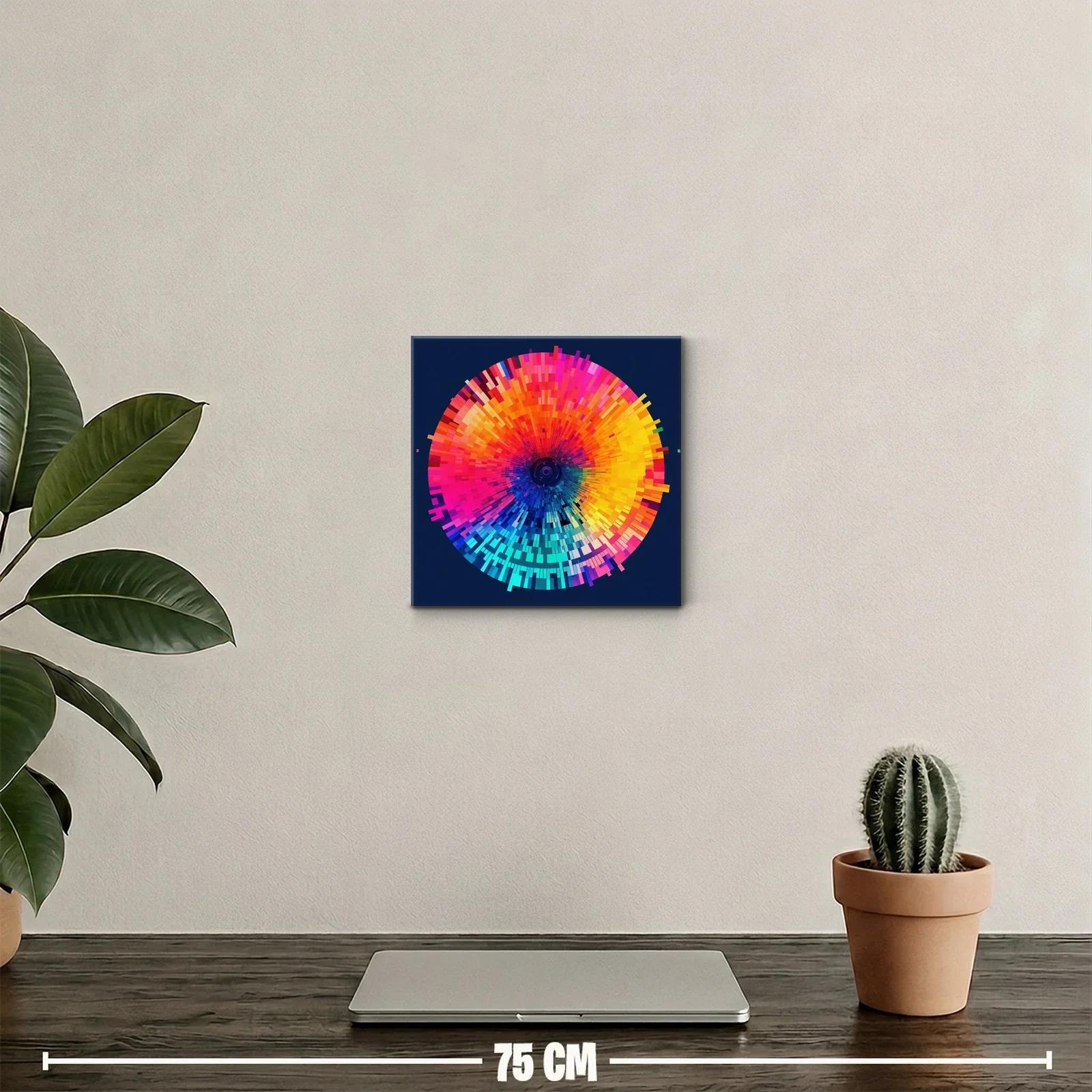 Cuadro abstracto circular con vibrantes tonos intensos para decoración moderna — miniatura 2