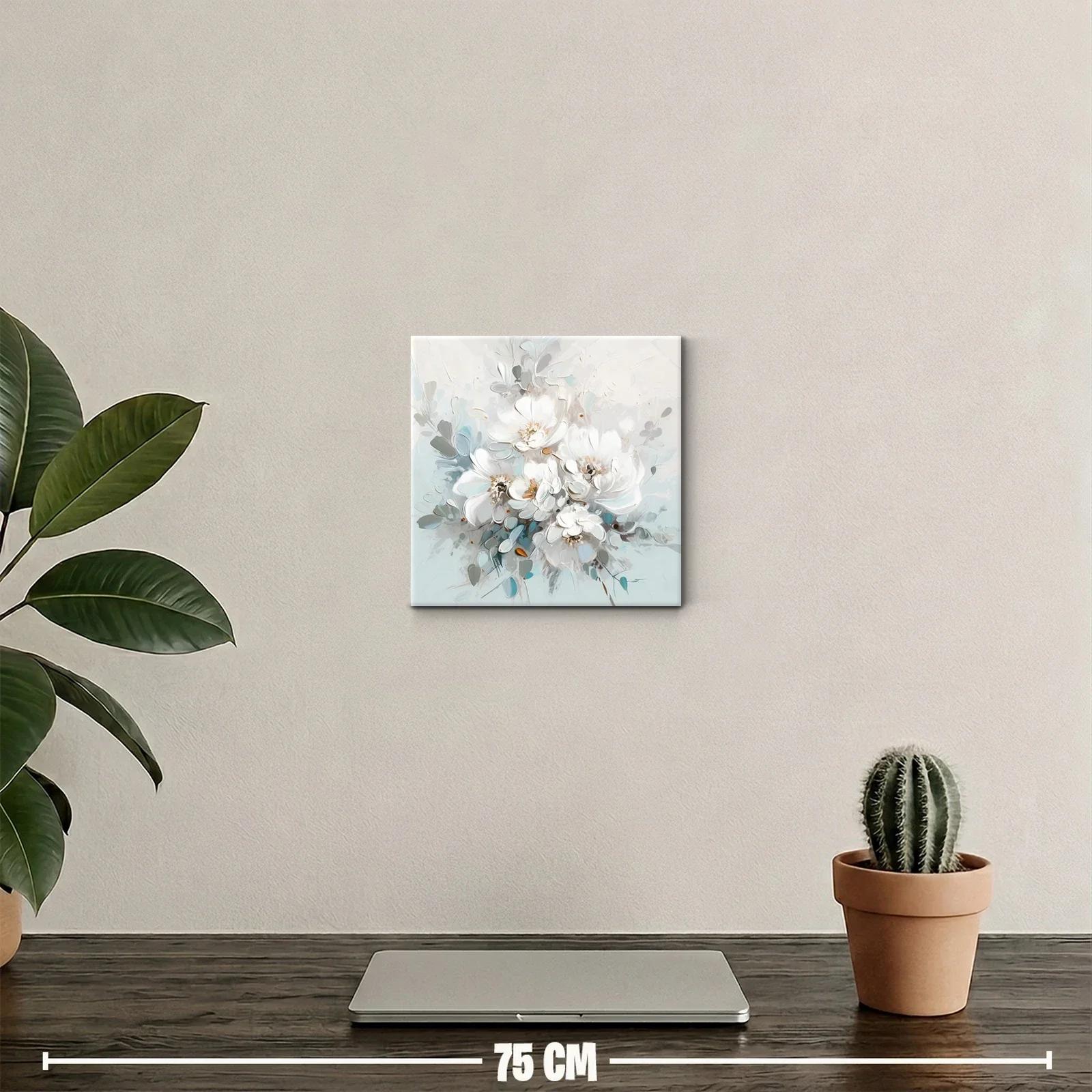 Cuadro decorativo con ramo de flores blancas y tonos suaves — miniatura 2