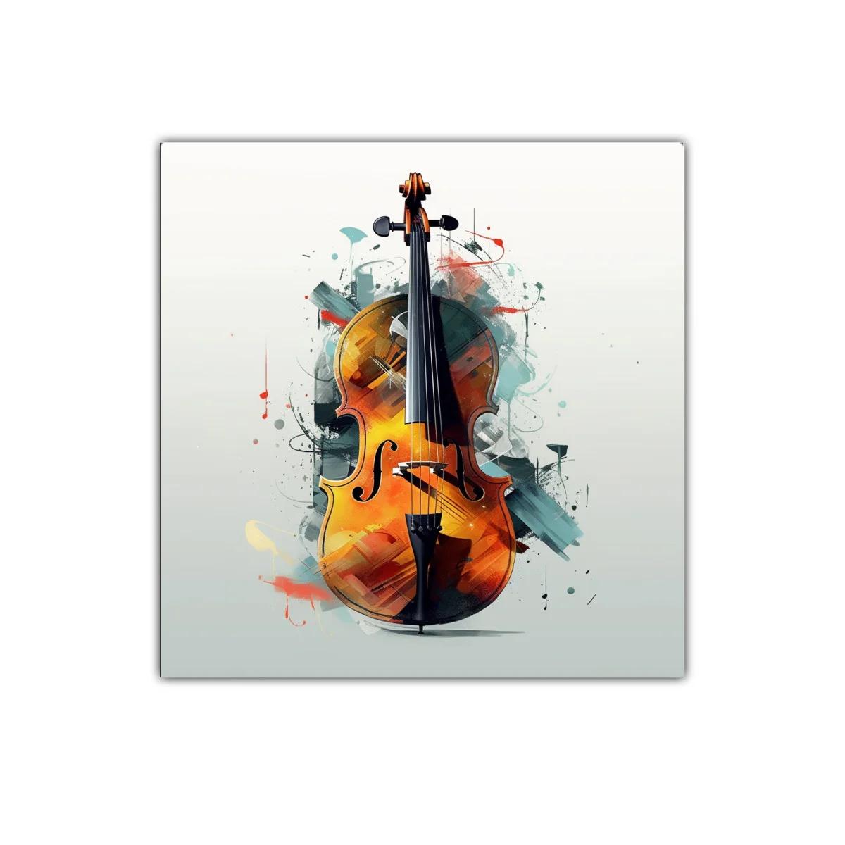 Cuadro con violín vibrante y toque moderno artístico