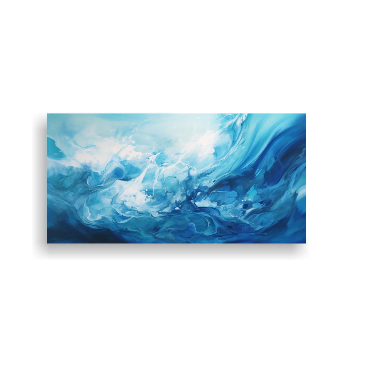Cuadro olas abstractas azules con barrido ondulante