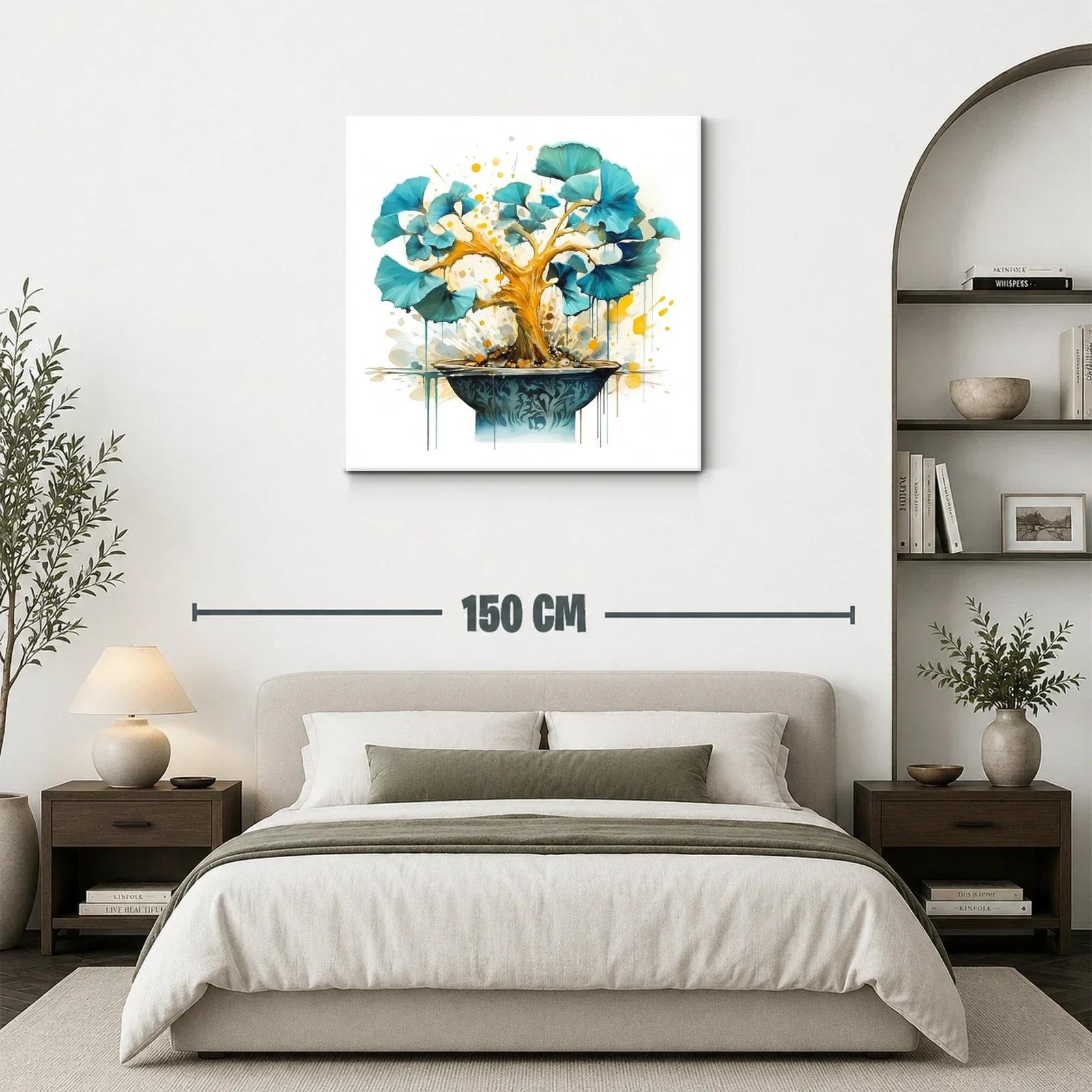Árbol de Ginkgo en tonos dorados y azules vibrantes — miniatura 3