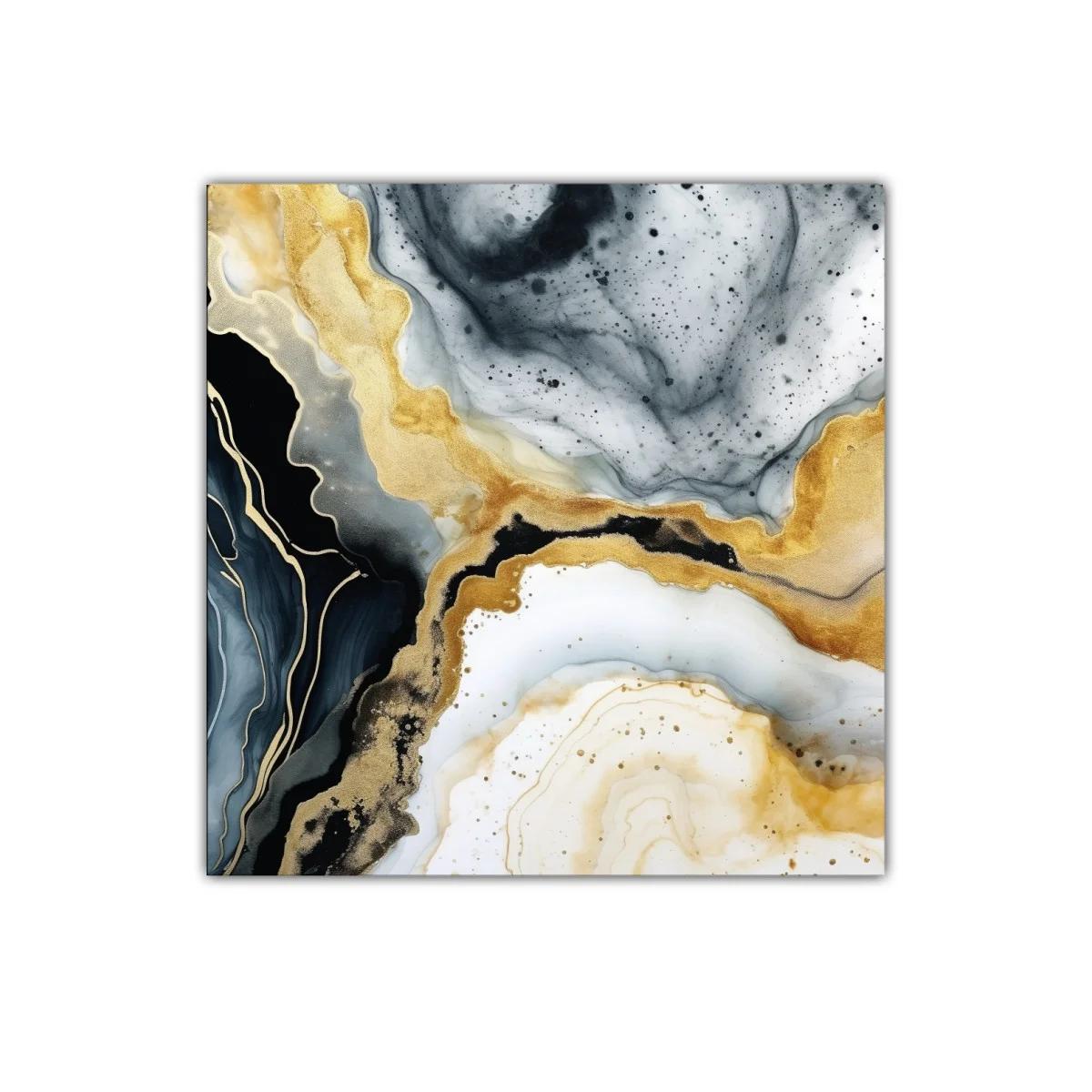 Cuadro decorativo en tonos dorados y grises abstractos