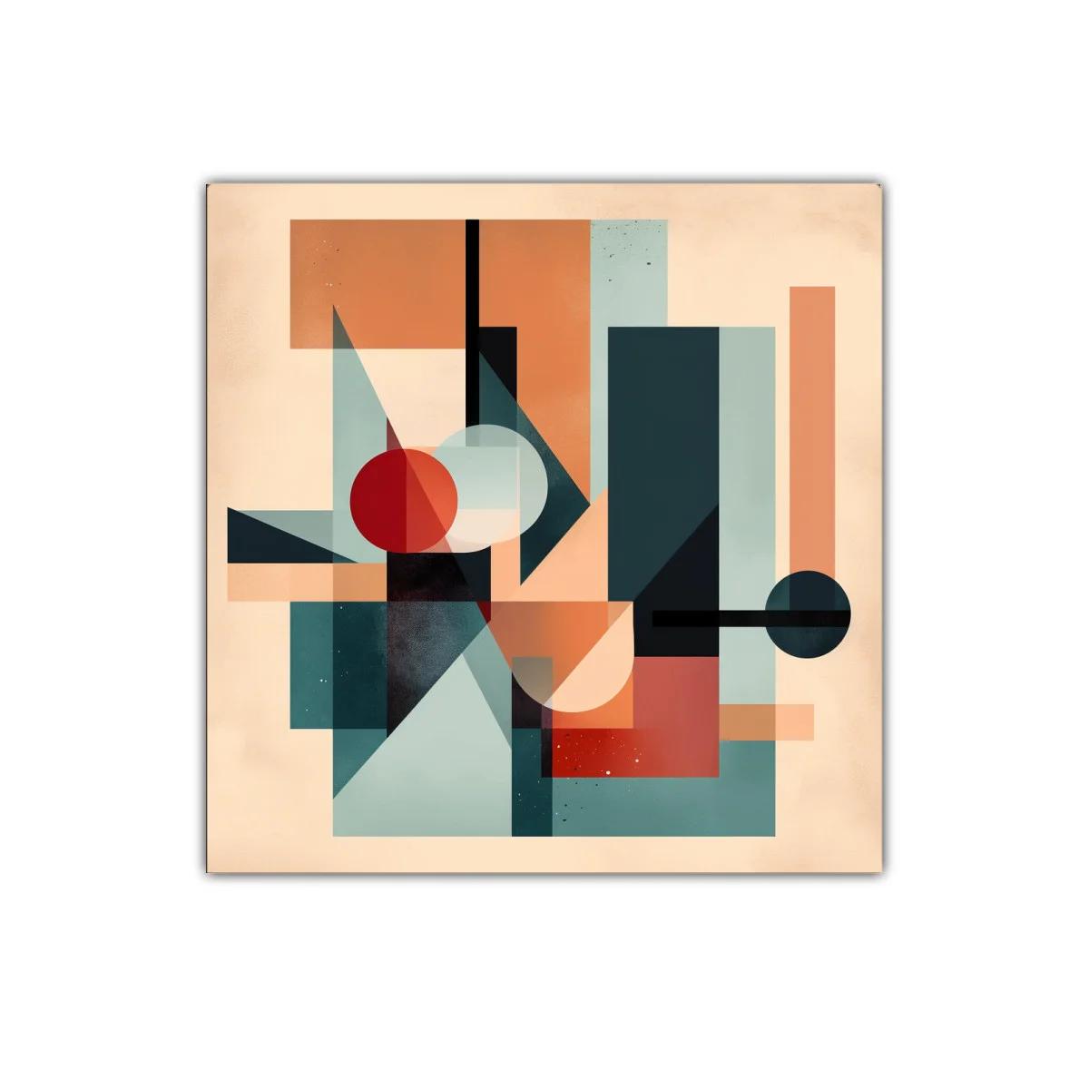 Composición geométrica con tonos cálidos y azulados — imagen principal