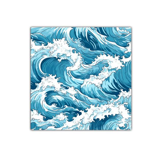 Impresionante obra de olas marinas en tonos azules y blancos